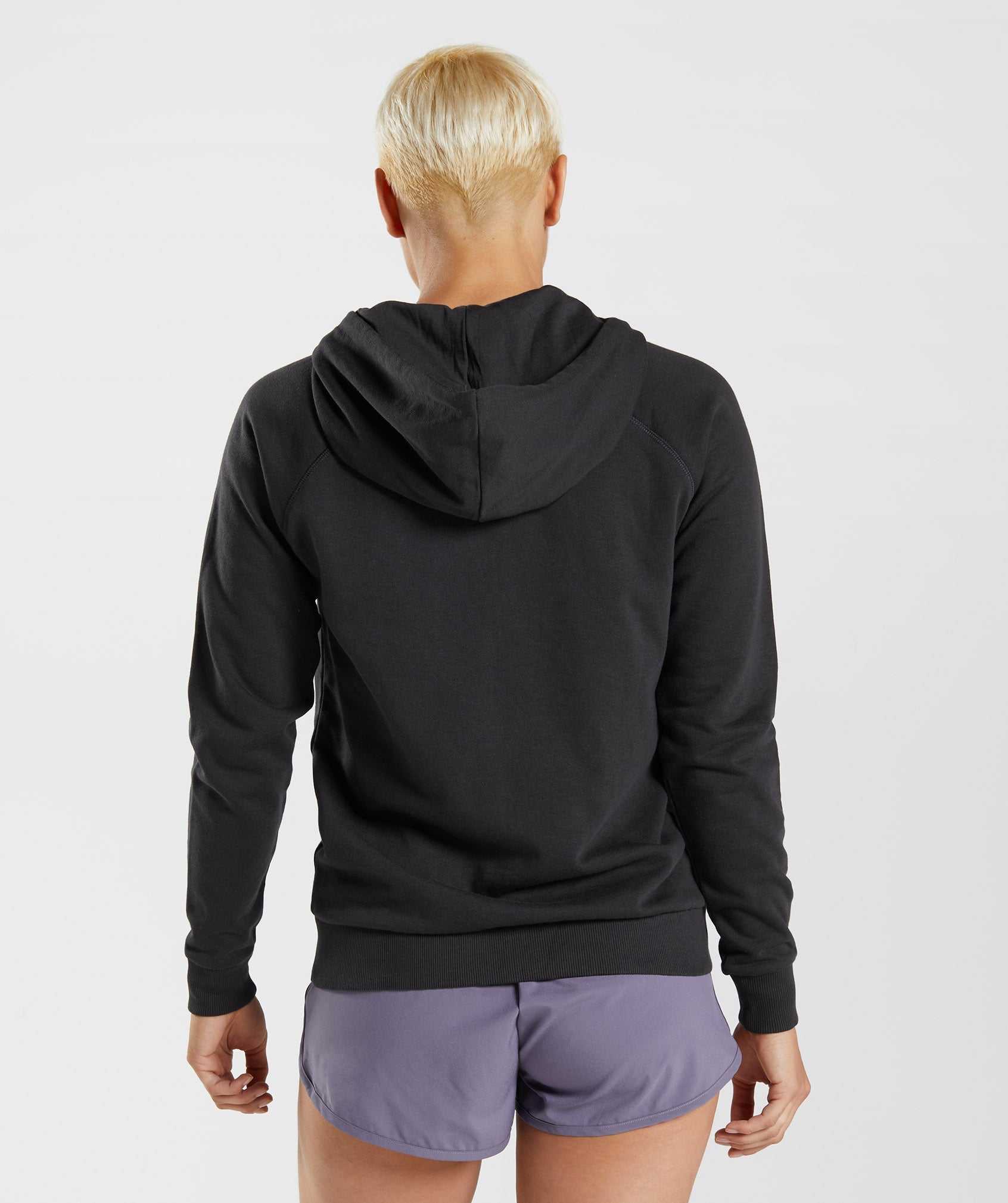 Bluzy Z Kapturem Damskie Gymshark Treningowe Zip Czarne | VGBP01928