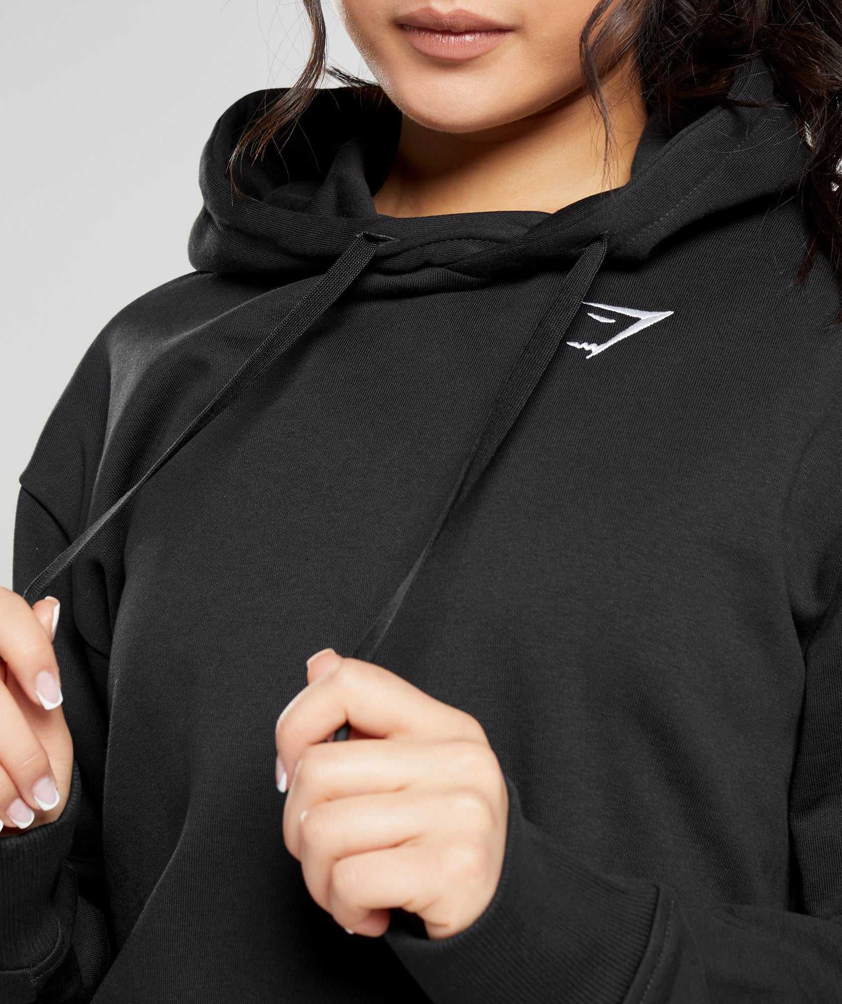 Bluzy Z Kapturem Damskie Gymshark Treningowe Oversized Czarne | YWKD83794