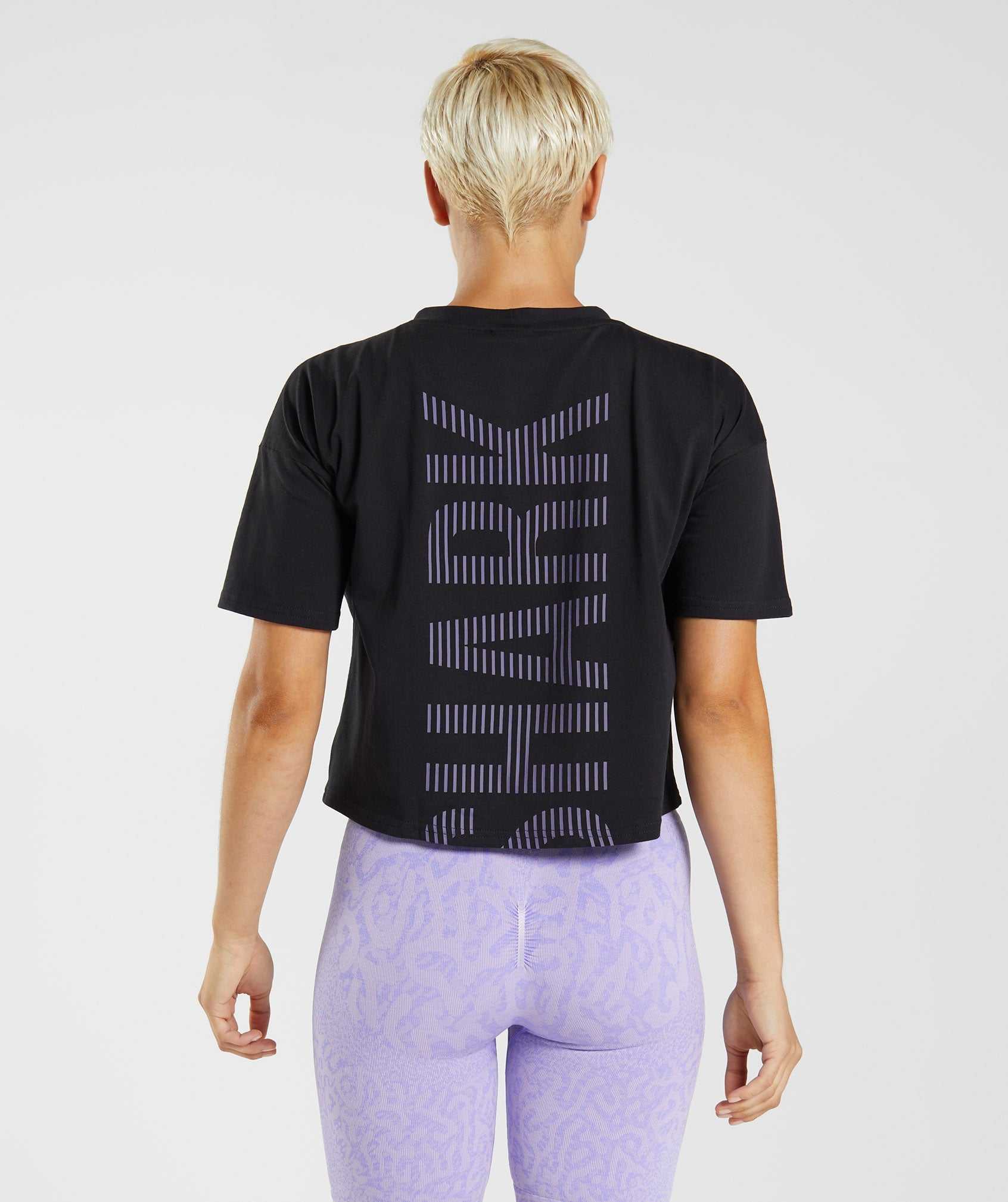 Koszulki Damskie Gymshark 315 Midi Czarne Fioletowe | QXZL80431