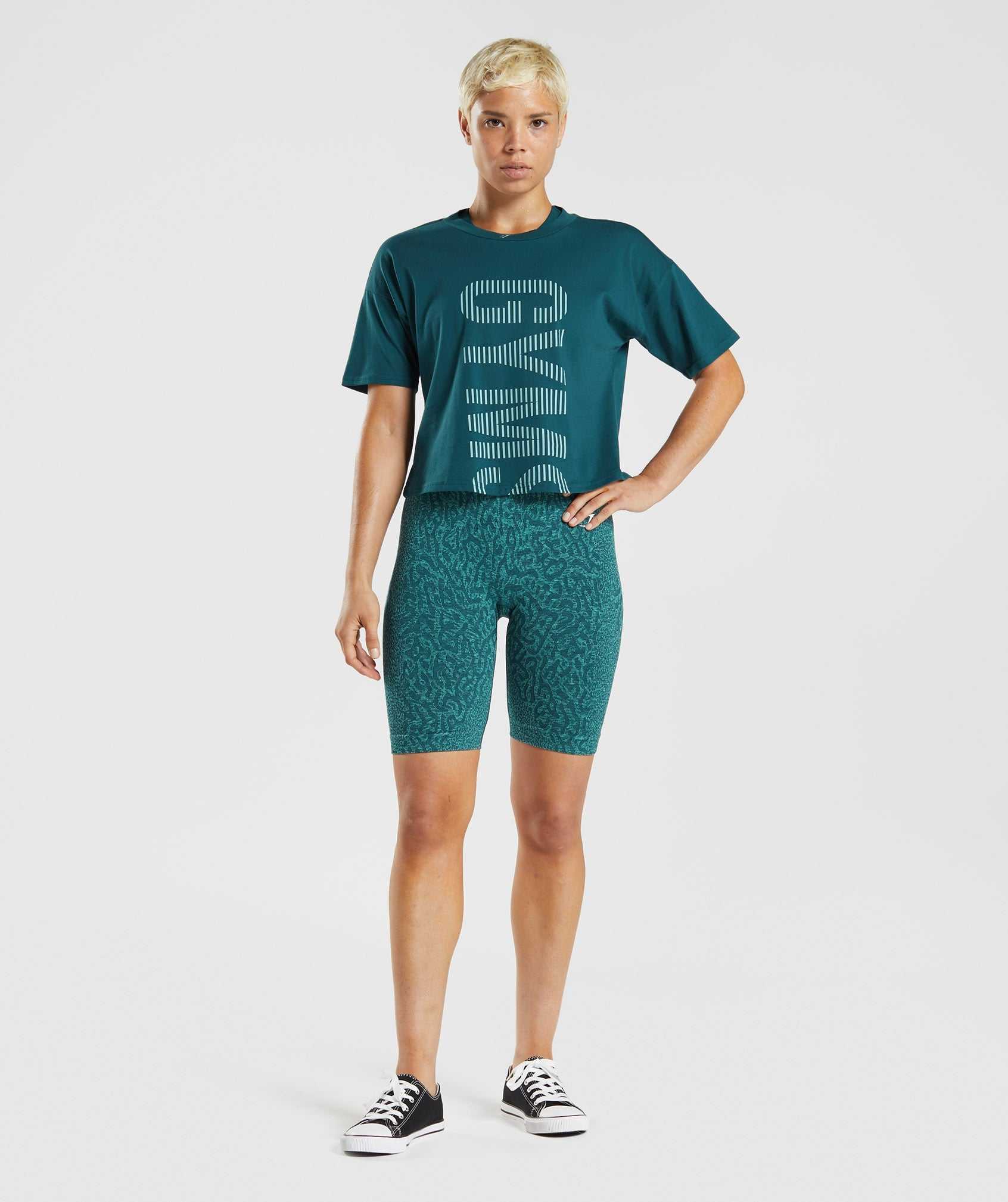 Koszulki Damskie Gymshark 315 Midi Turkusowe Niebieskie | VTSN51624