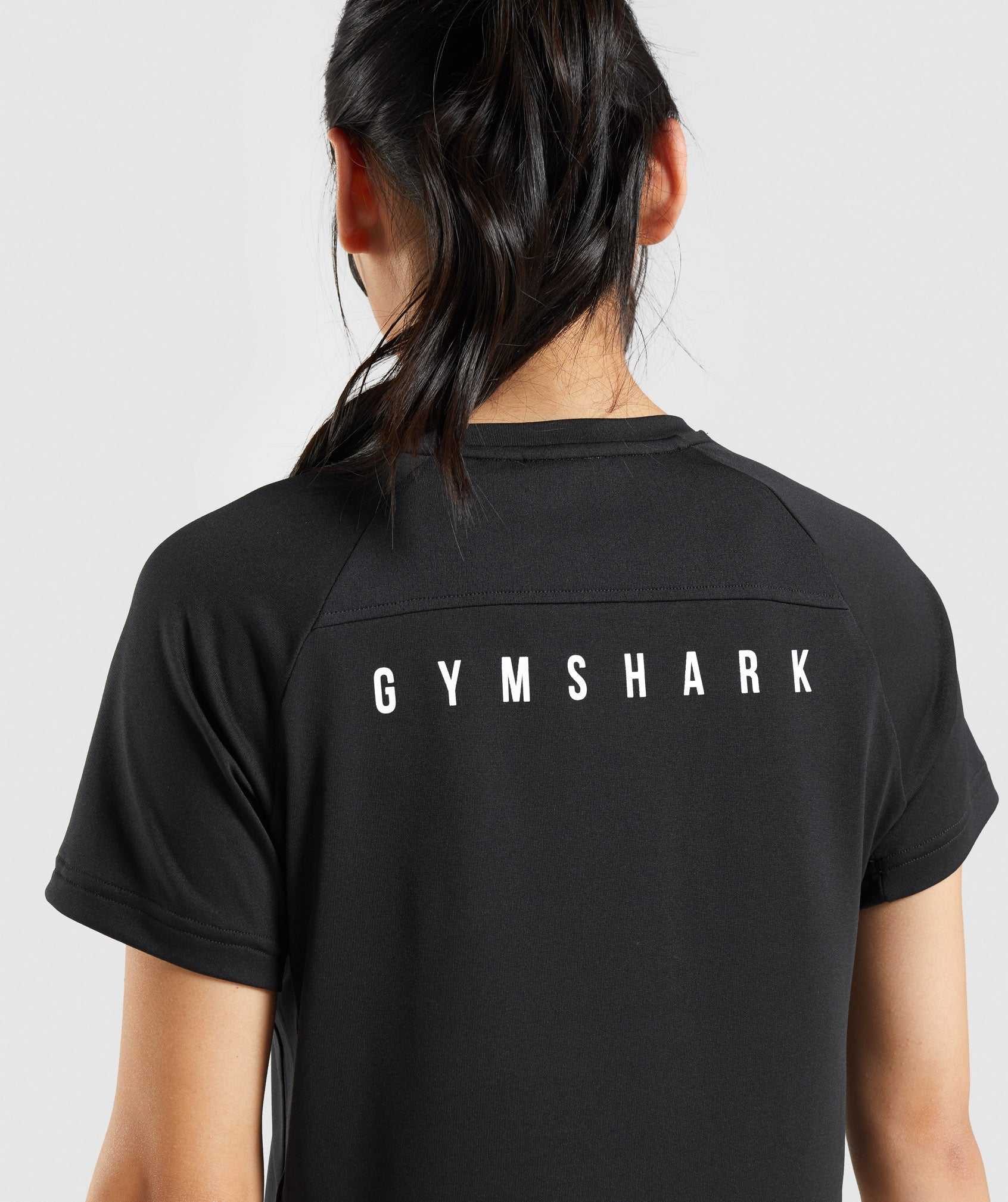 Koszulki Damskie Gymshark Sportowe Midi Czarne | HMCO74350