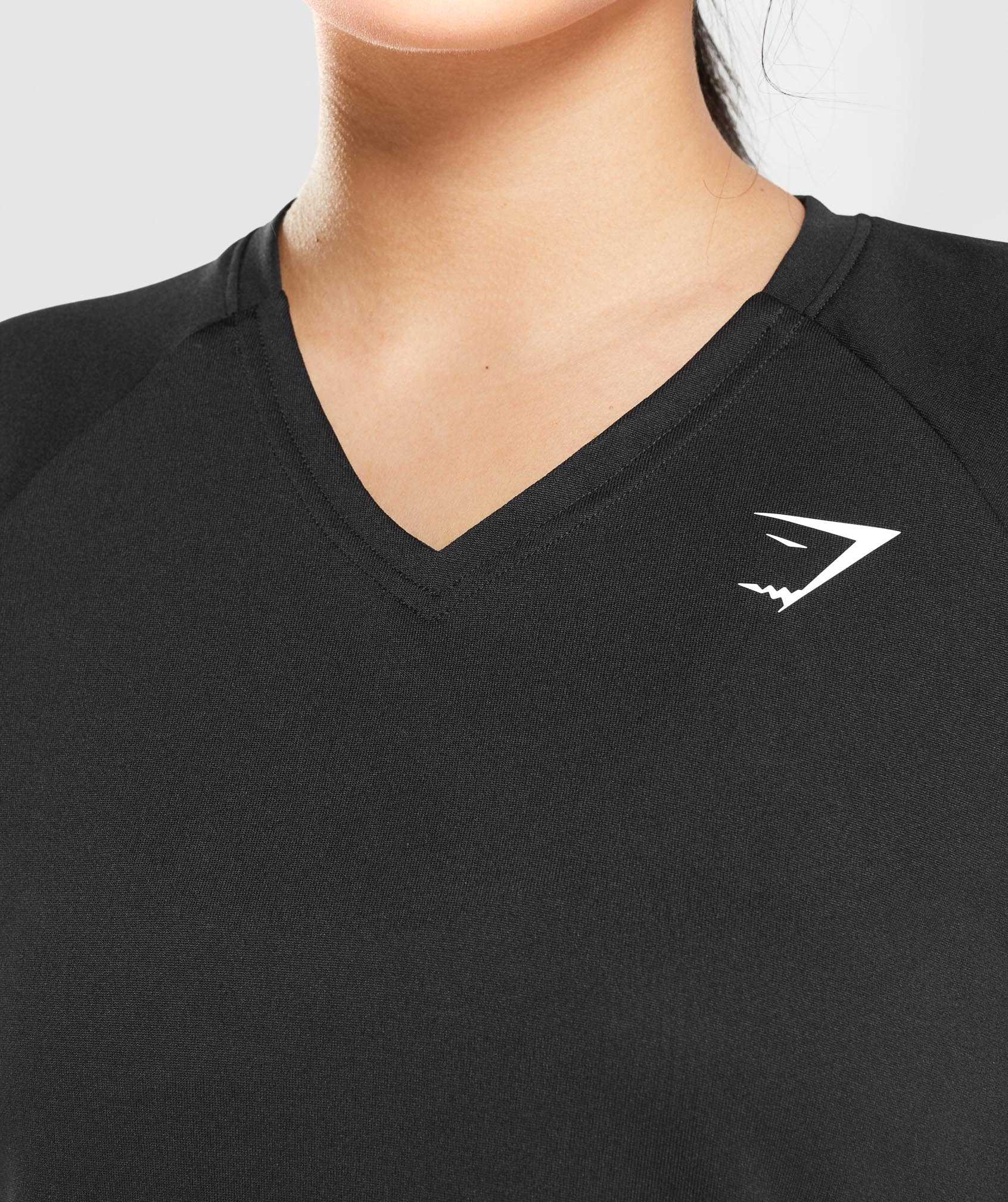 Koszulki Damskie Gymshark Sportowe Midi Czarne | HMCO74350