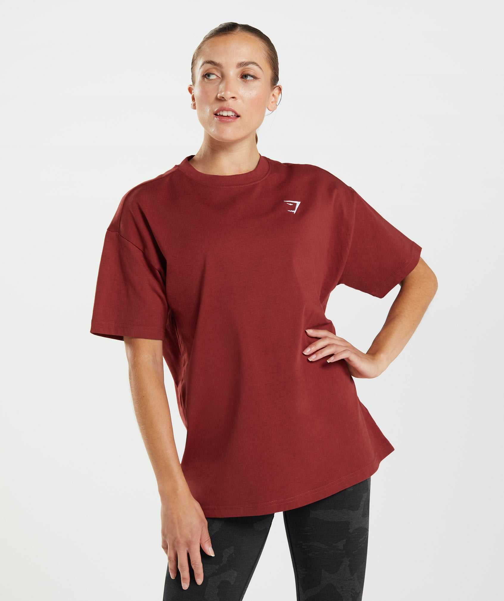 Koszulki Damskie Gymshark Treningowe Oversized Czerwone | FTHS97063