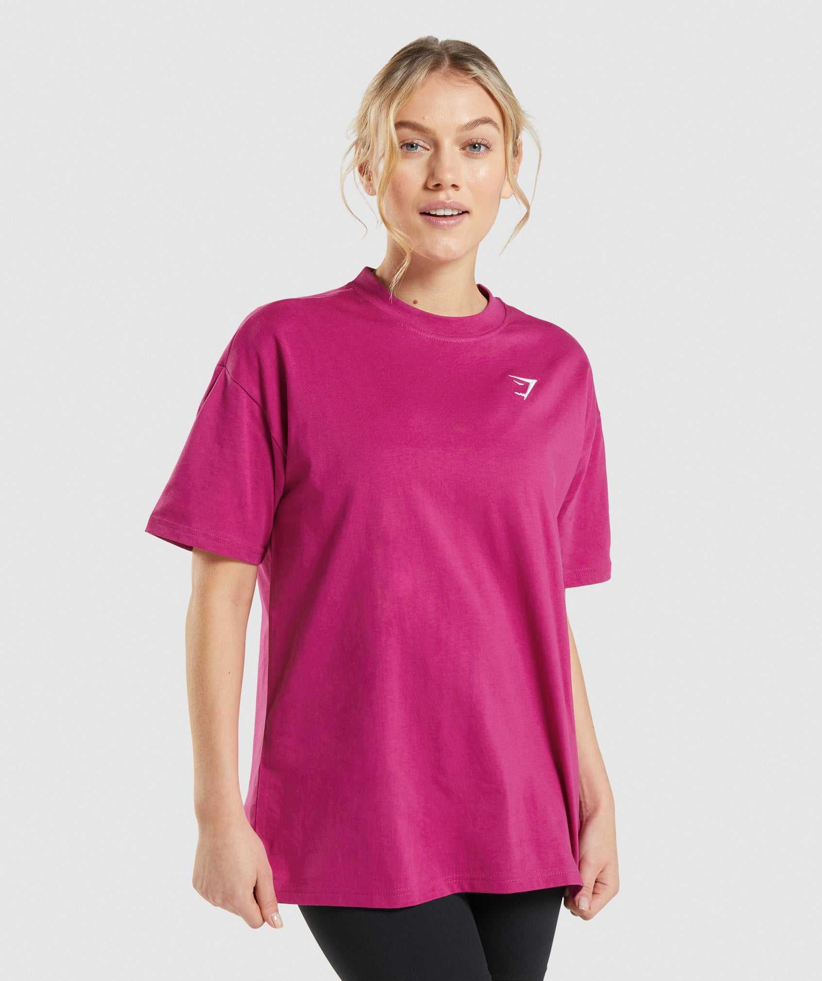 Koszulki Damskie Gymshark Treningowe Oversized Różowe | XQOR65108