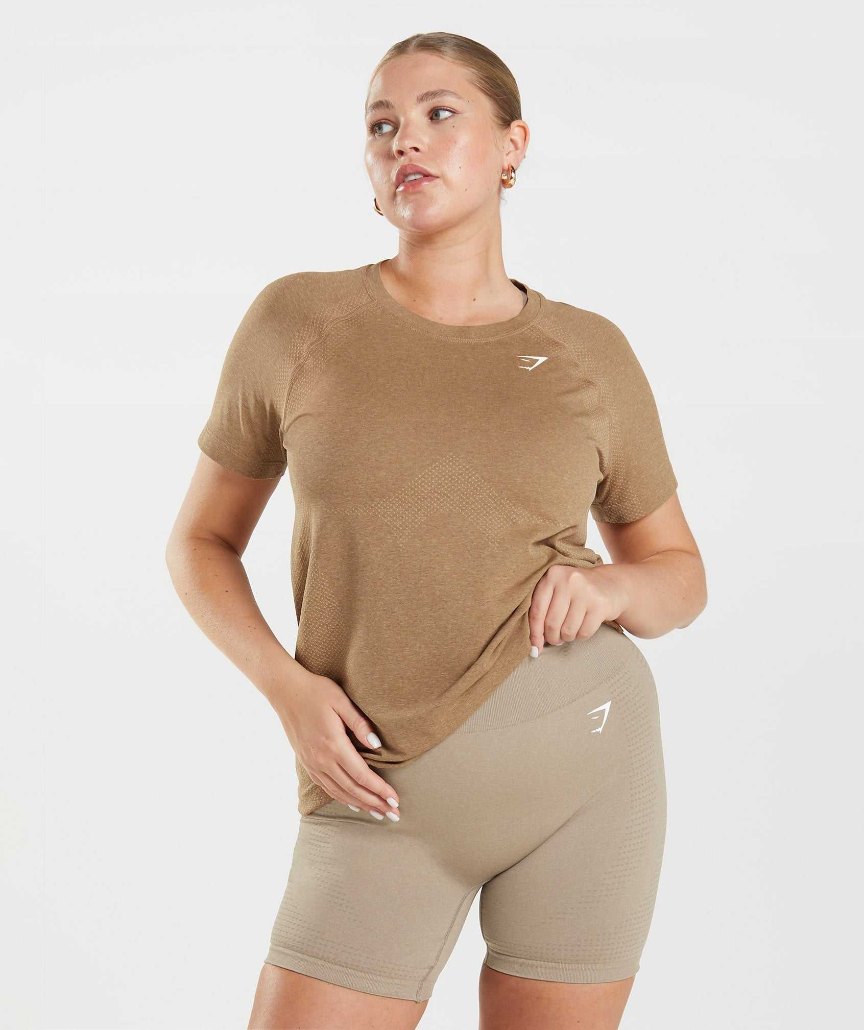 Koszulki Damskie Gymshark Vital Seamless 2.0 Light Beżowe | JHOV30569