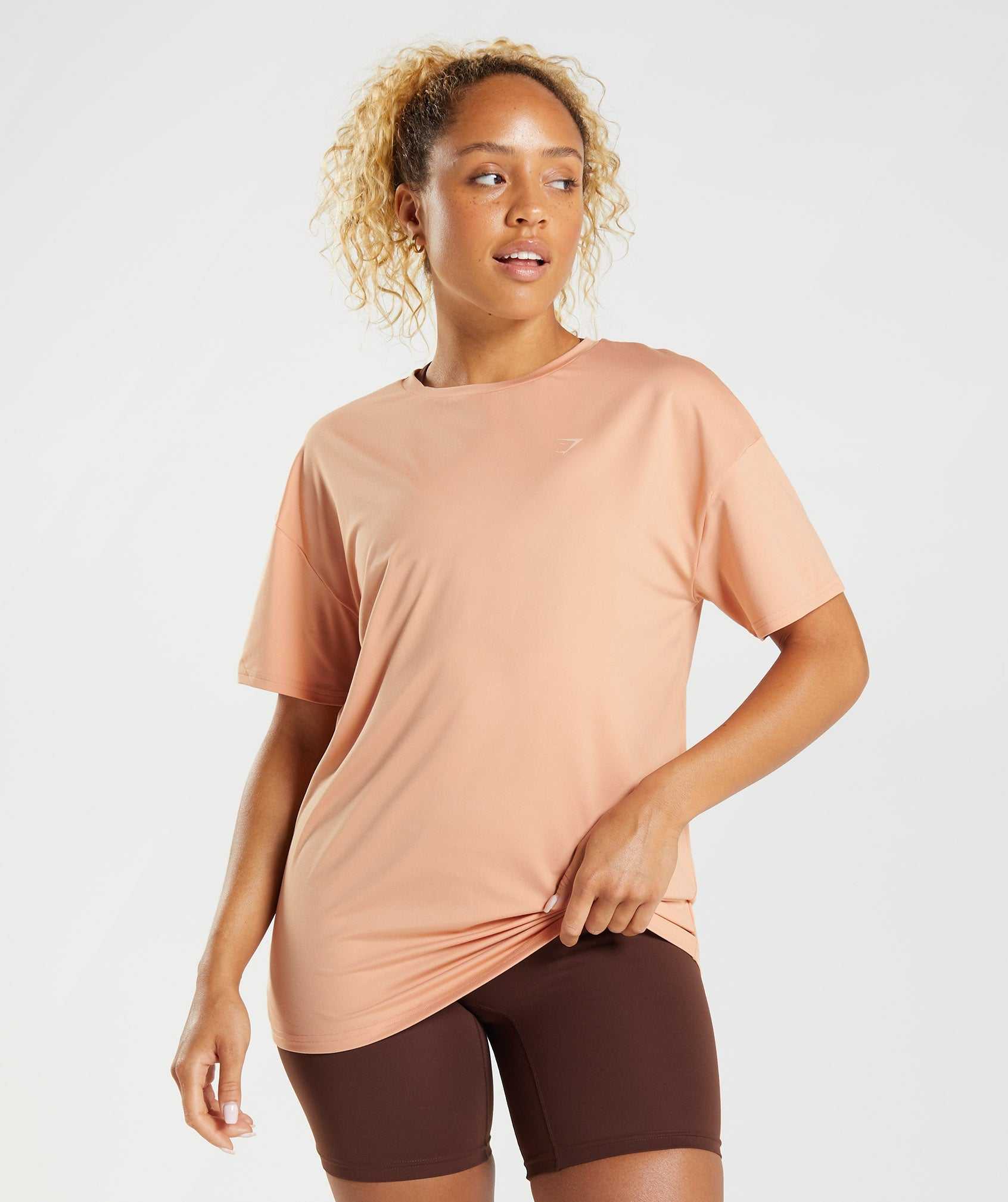 Koszulki Damskie Gymshark Whitney Oversized Beżowe | KXHD31086