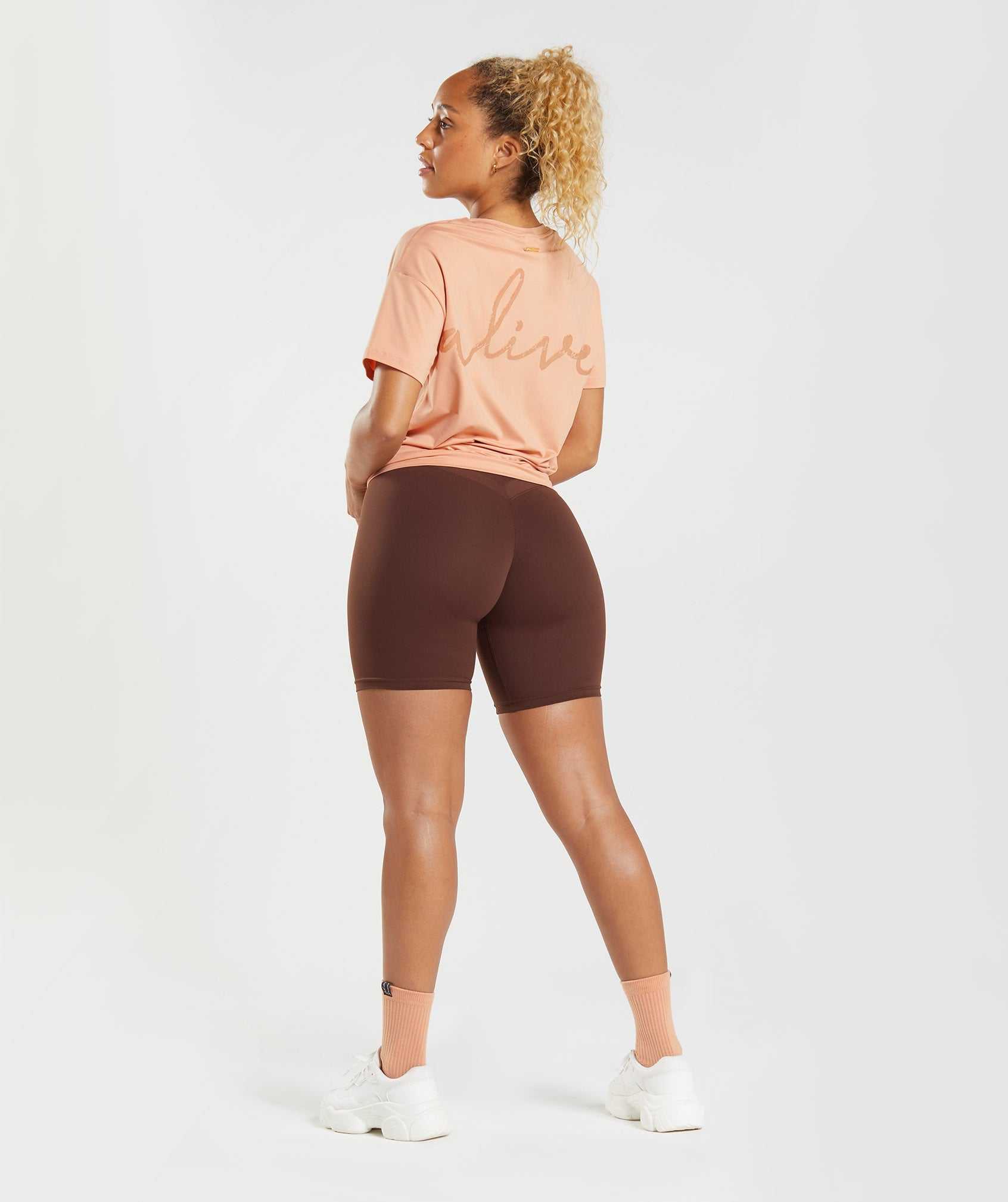 Koszulki Damskie Gymshark Whitney Oversized Beżowe | KXHD31086