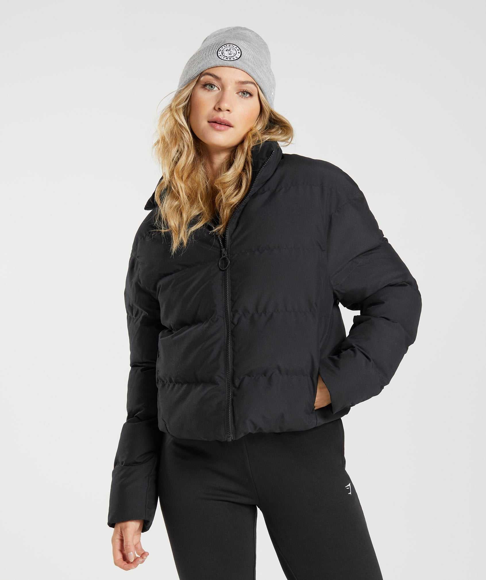 Kurtka Damskie Gymshark Puffer Czarne | EITR48361