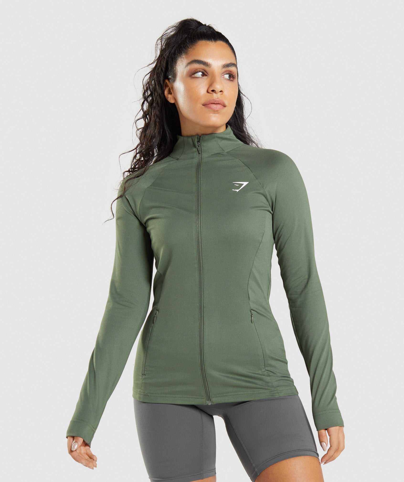 Kurtka Damskie Gymshark Treningowe Oliwkowe | ISYJ50612