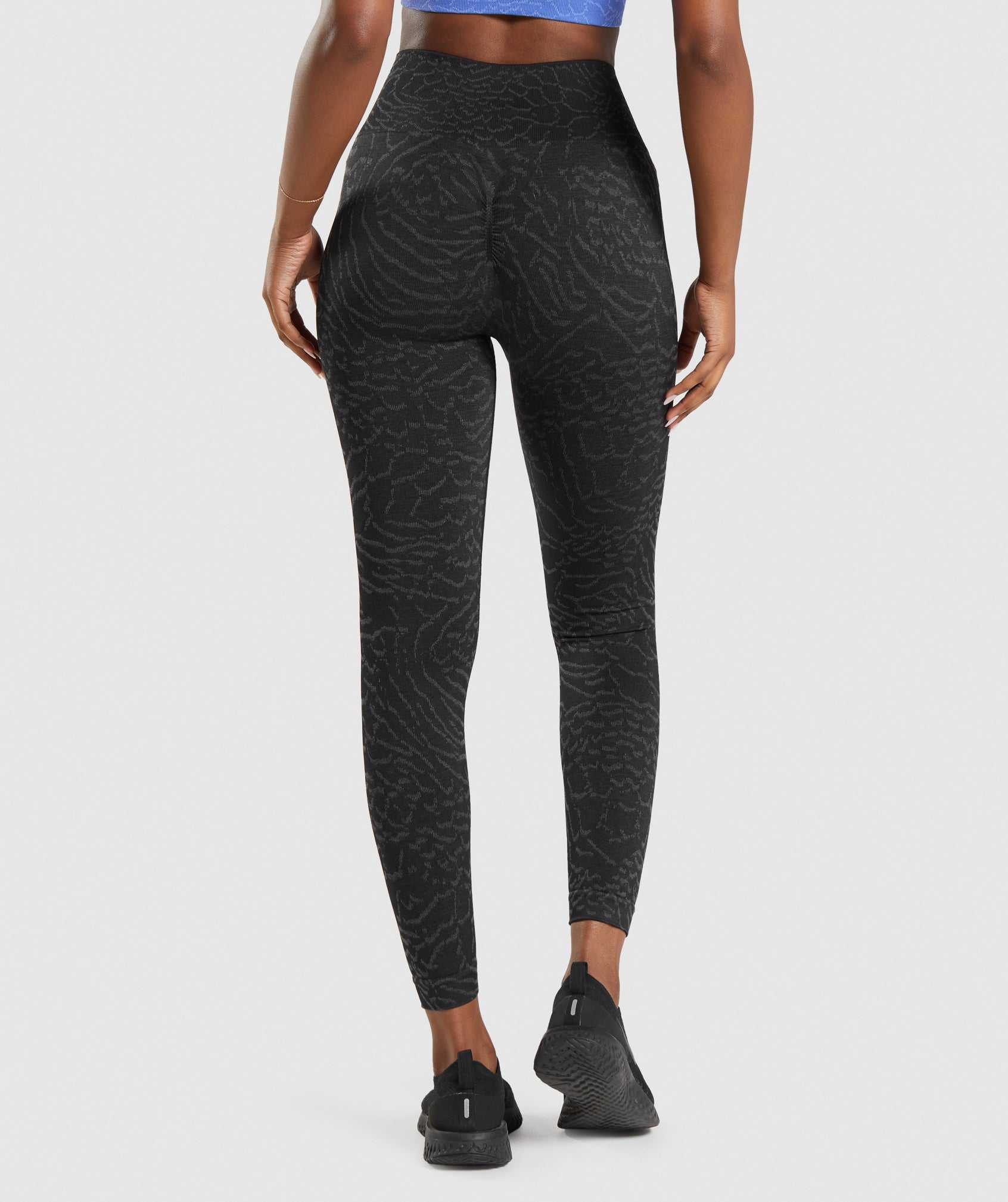 Legginsy Damskie Gymshark Adapt Animal Seamless Czarne | BSCY90648