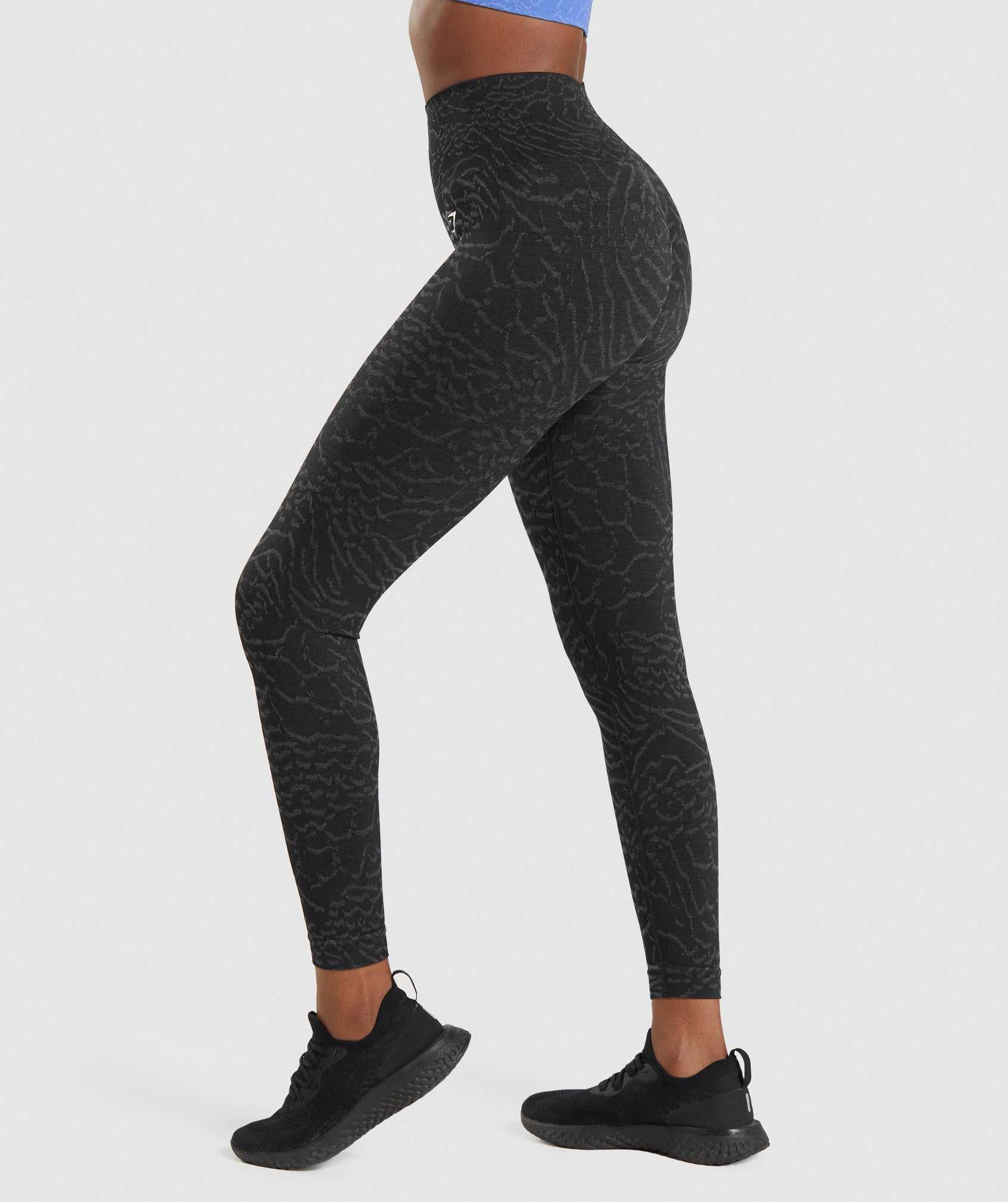 Legginsy Damskie Gymshark Adapt Animal Seamless Czarne | BSCY90648