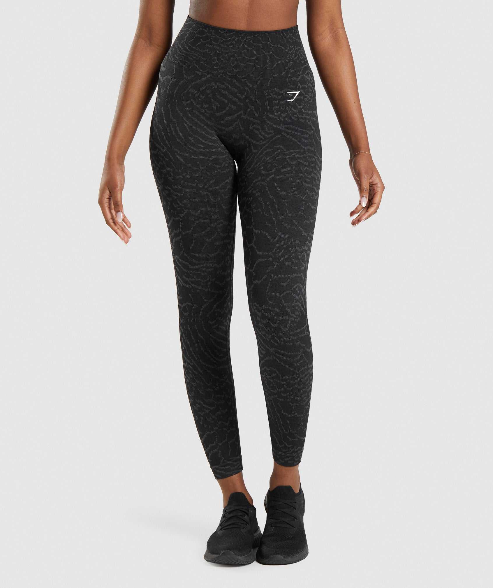 Legginsy Damskie Gymshark Adapt Animal Seamless Czarne | BSCY90648