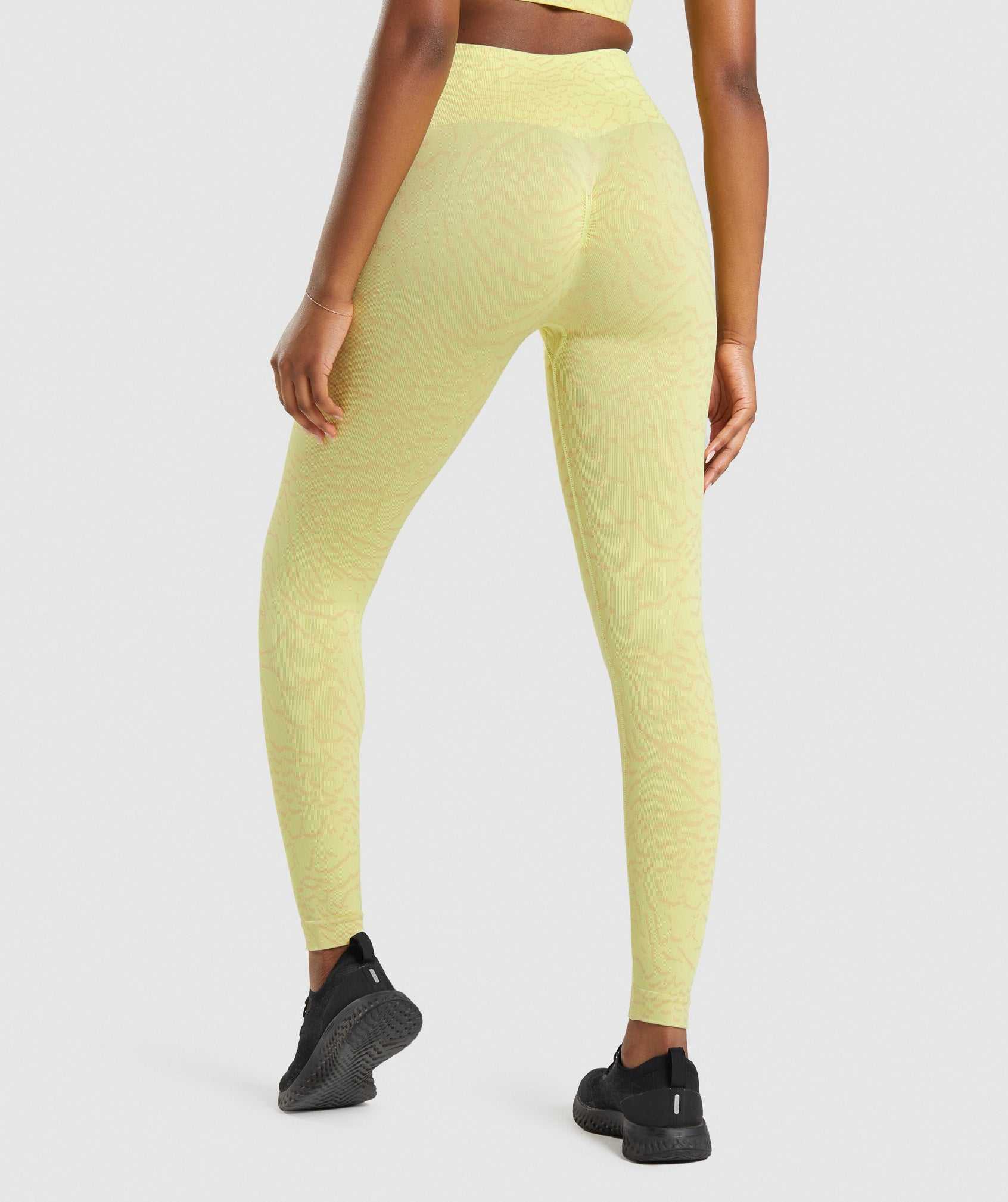 Legginsy Damskie Gymshark Adapt Animal Seamless Żółte | DNRO89271