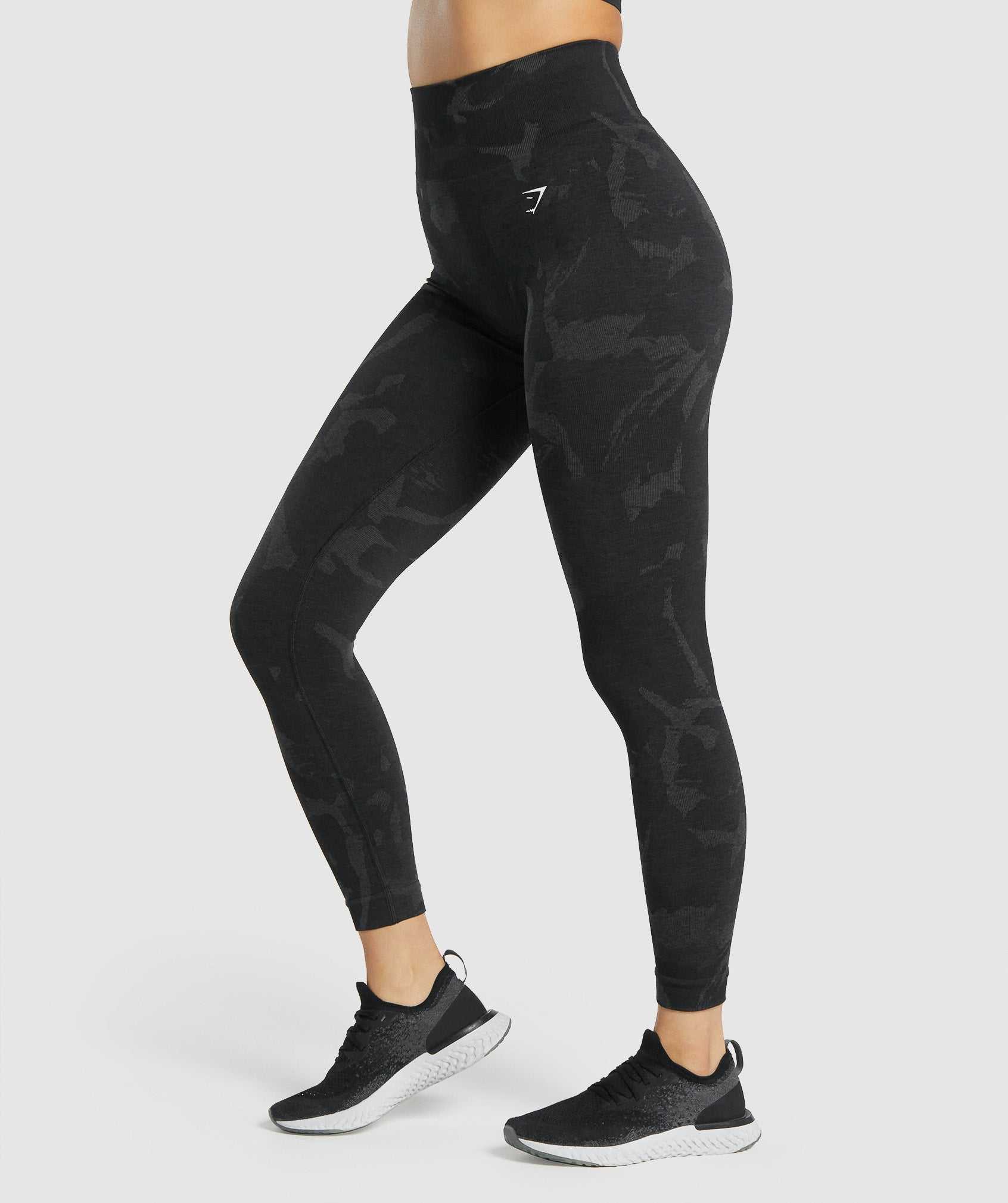 Legginsy Damskie Gymshark Adapt Camo Seamless Czarne | LOSV20316