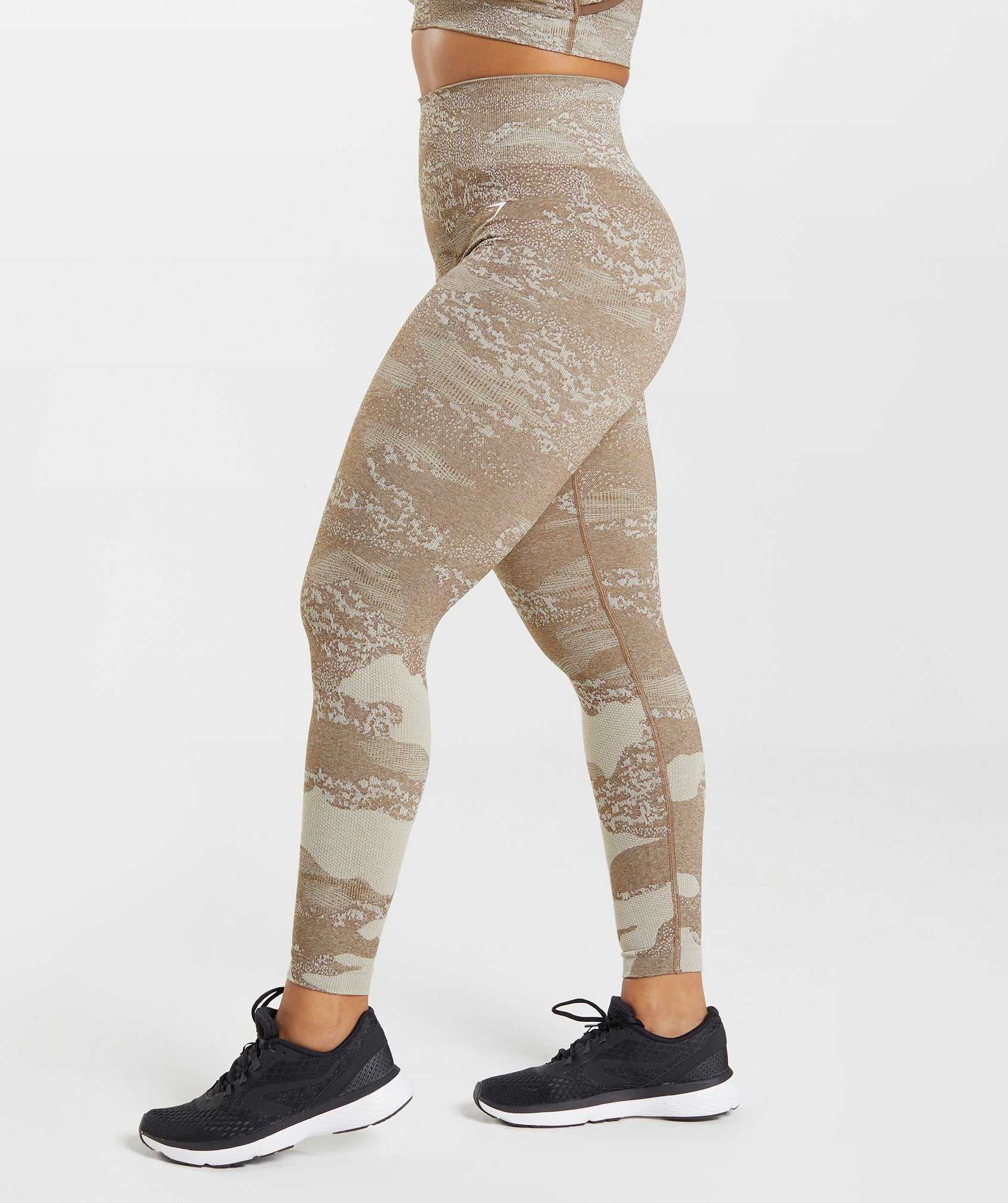 Legginsy Damskie Gymshark Adapt Camo Seamless Szare Brązowe | QOTF14079