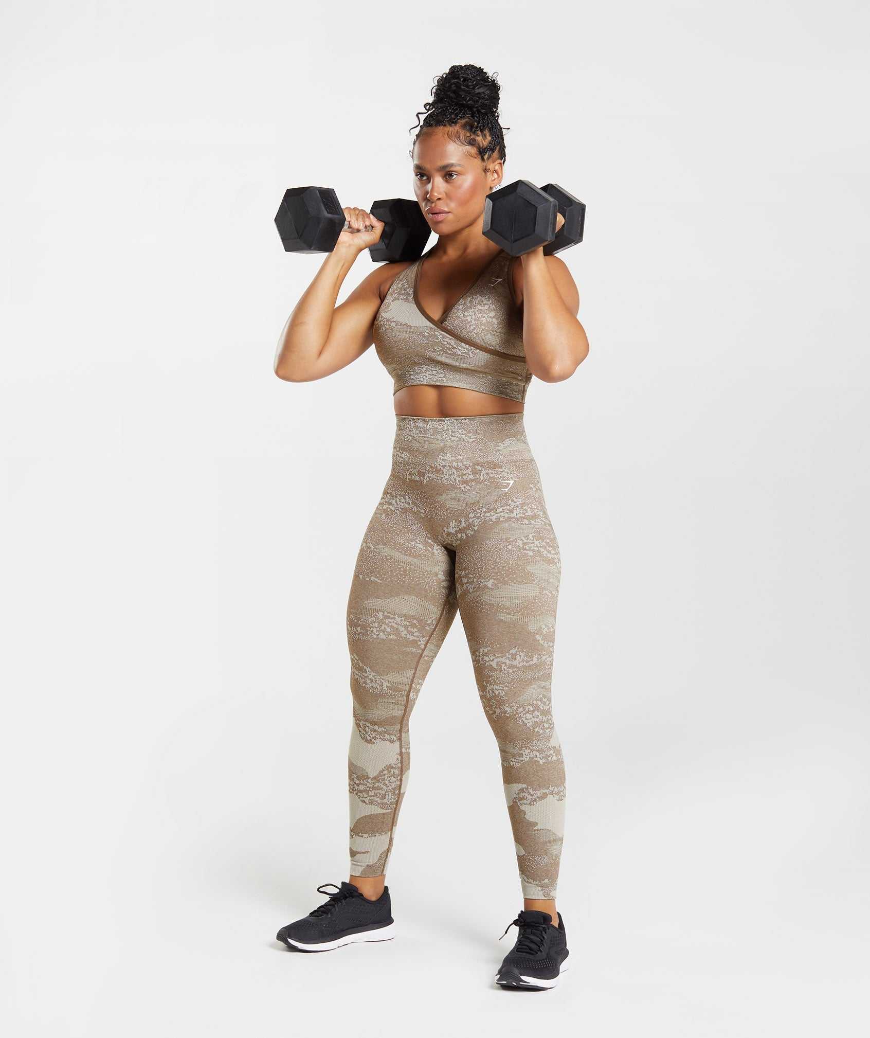 Legginsy Damskie Gymshark Adapt Camo Seamless Szare Brązowe | QOTF14079