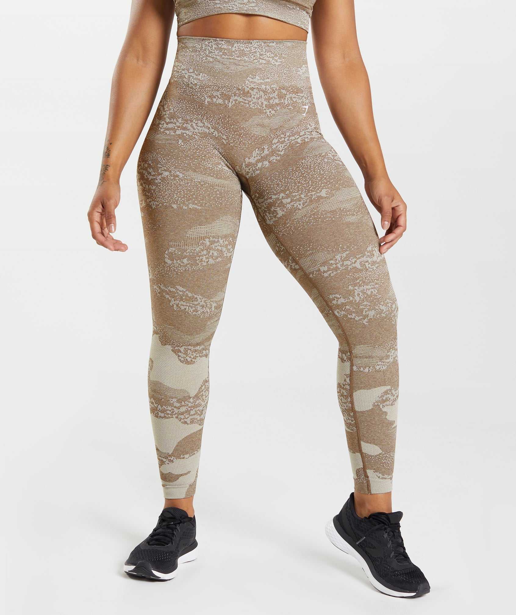 Legginsy Damskie Gymshark Adapt Camo Seamless Szare Brązowe | QOTF14079