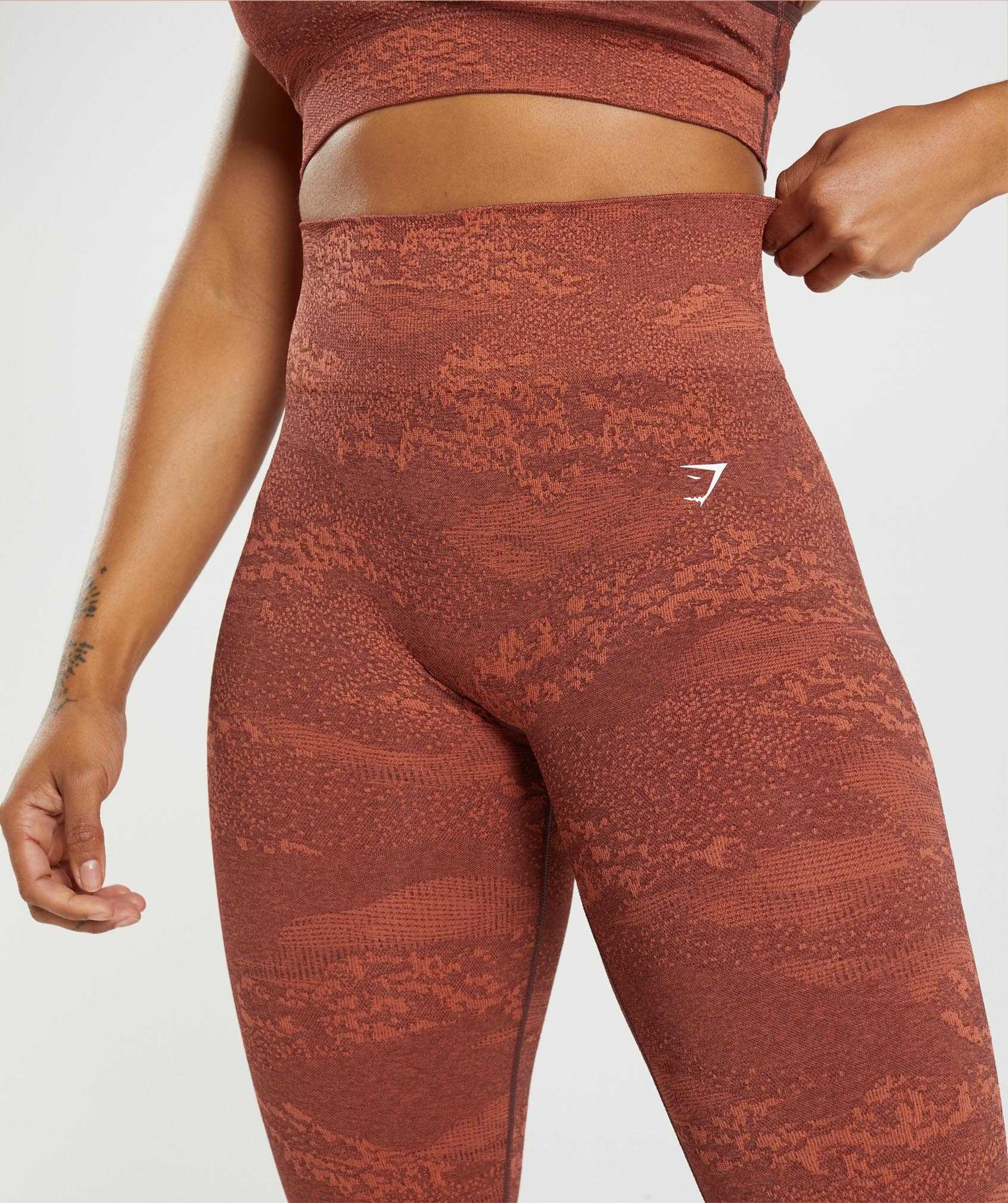 Legginsy Damskie Gymshark Adapt Camo Seamless Czerwone Różowe Brązowe | VXHM96872