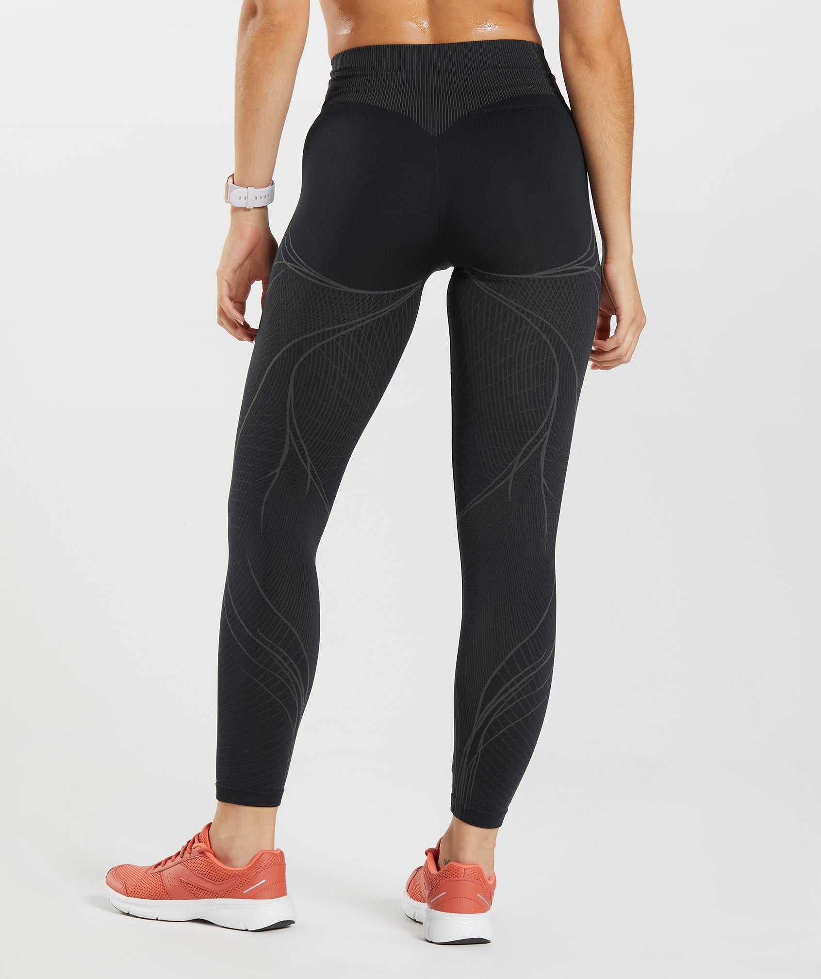 Legginsy Damskie Gymshark Apex Seamless Czarne Czarne Szare | MVOA27459