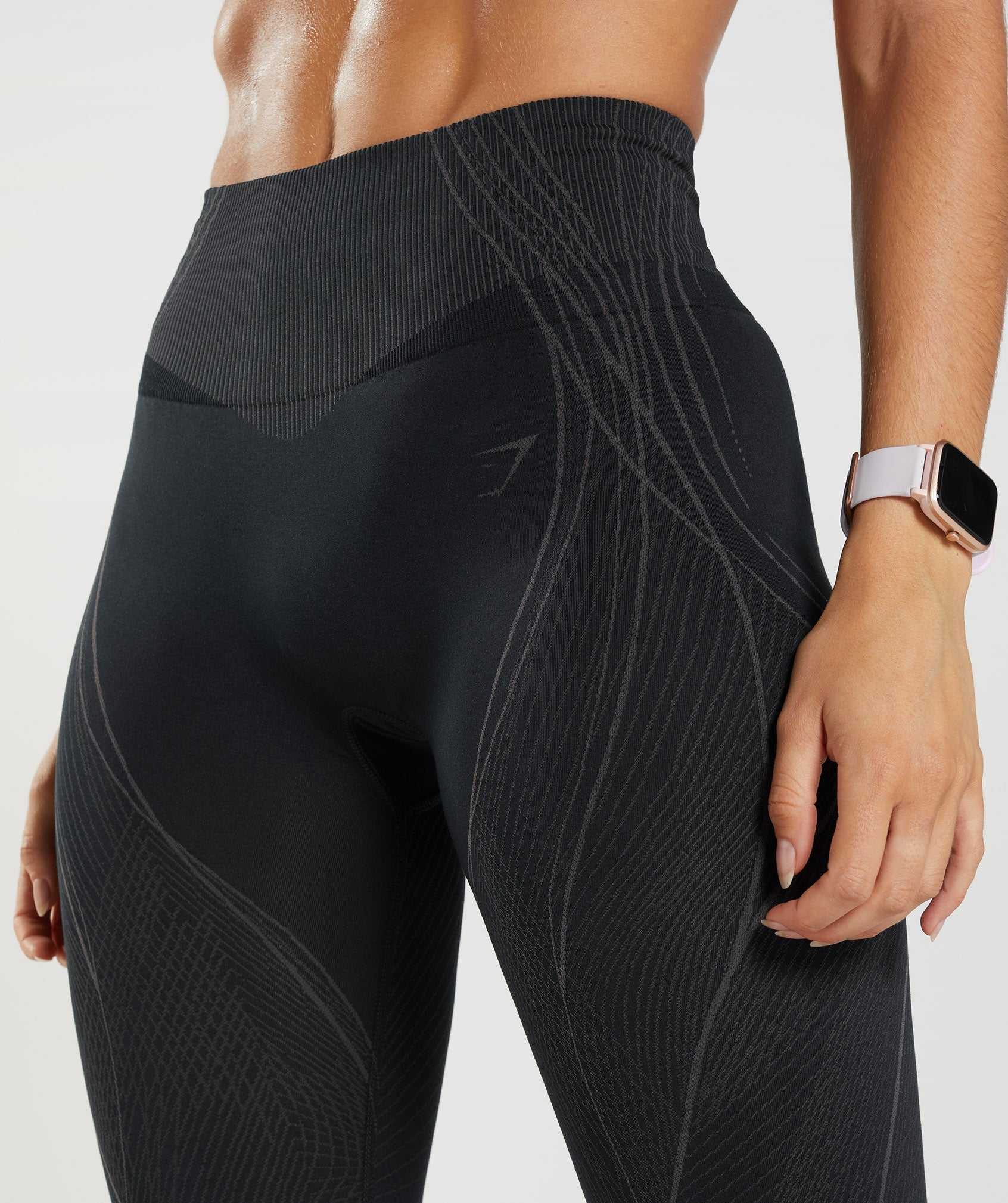 Legginsy Damskie Gymshark Apex Seamless Czarne Czarne Szare | MVOA27459