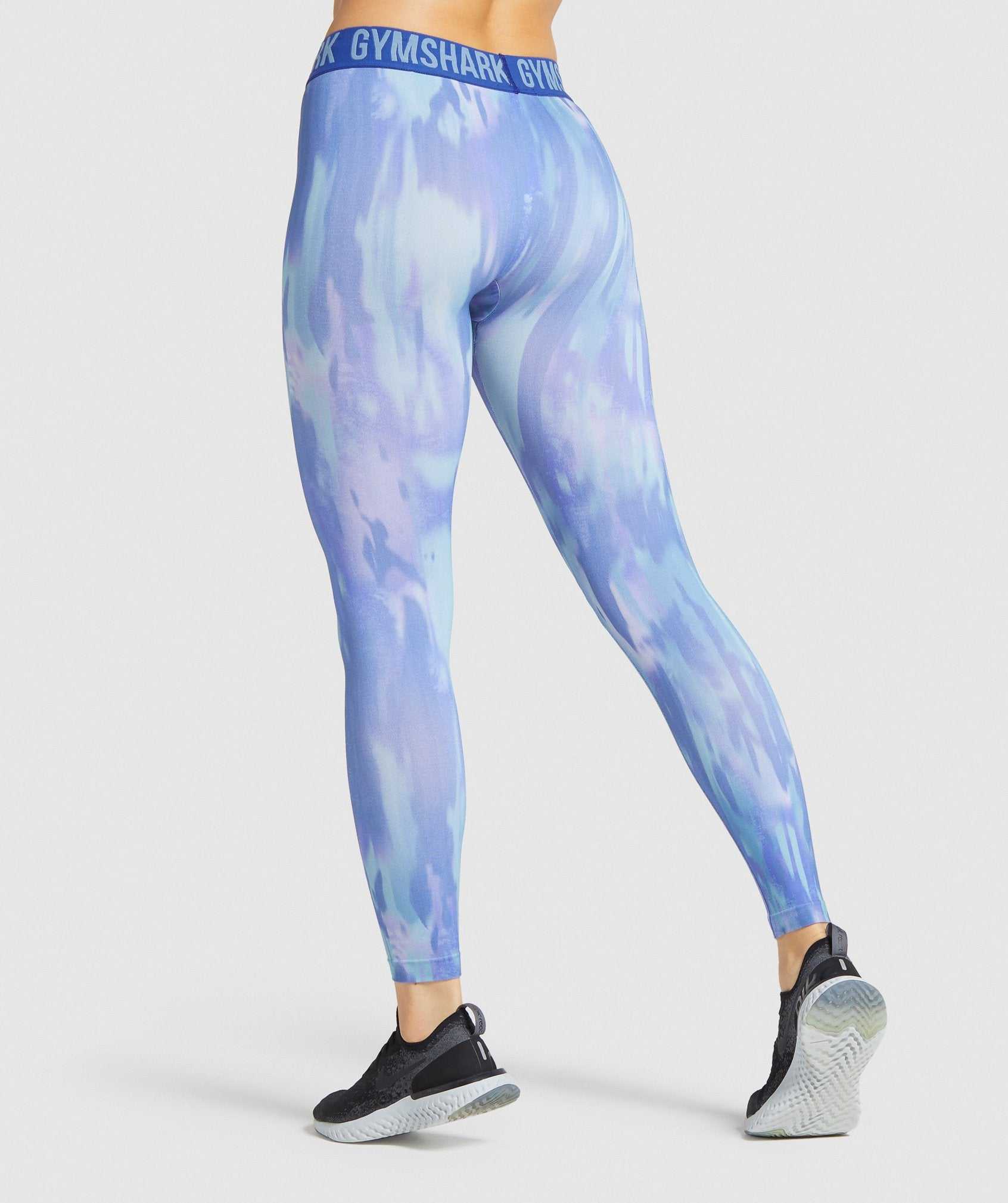 Legginsy Damskie Gymshark Fit Seamless Printed Niebieskie | ODTF04376