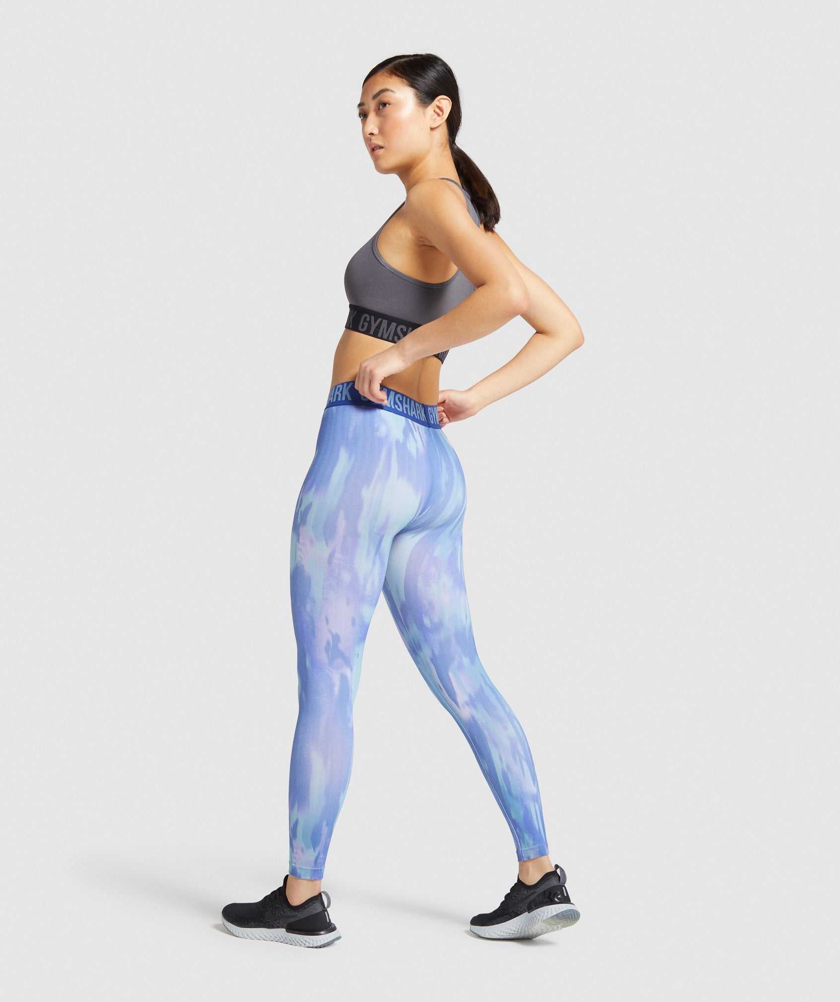 Legginsy Damskie Gymshark Fit Seamless Printed Niebieskie | ODTF04376