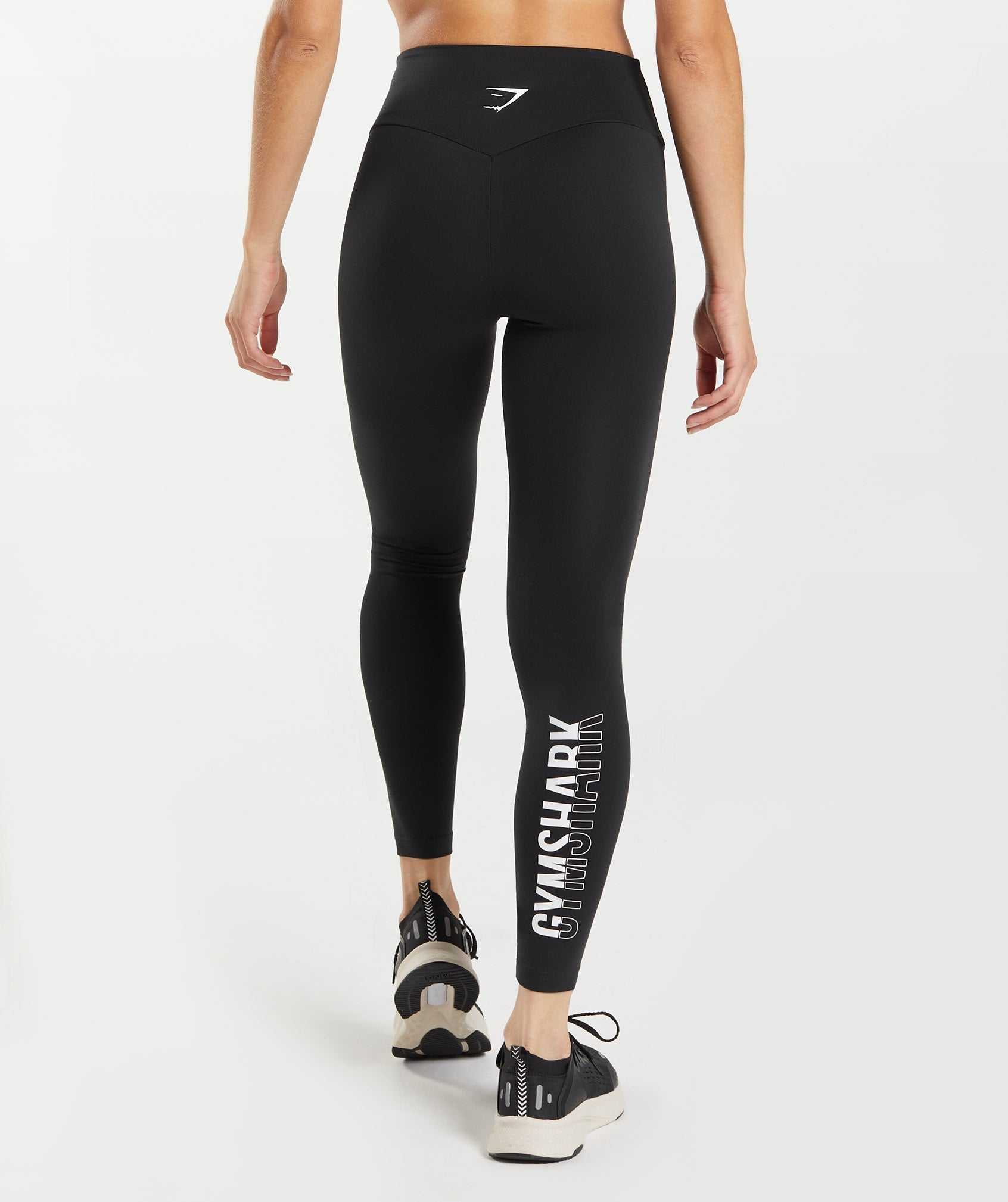 Legginsy Damskie Gymshark Fraction Czarne Białe | SHTV58726