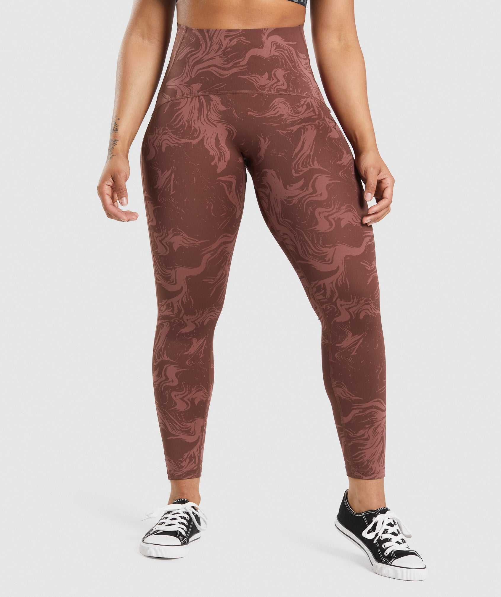 Legginsy Damskie Gymshark GS Power High Rise Różowe Brązowe | XRJH80134