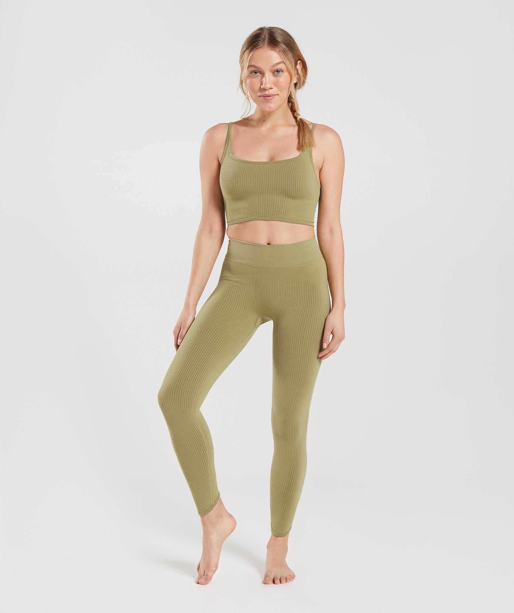 Legginsy Damskie Gymshark Pause Seamless Zielone | XVLY73096