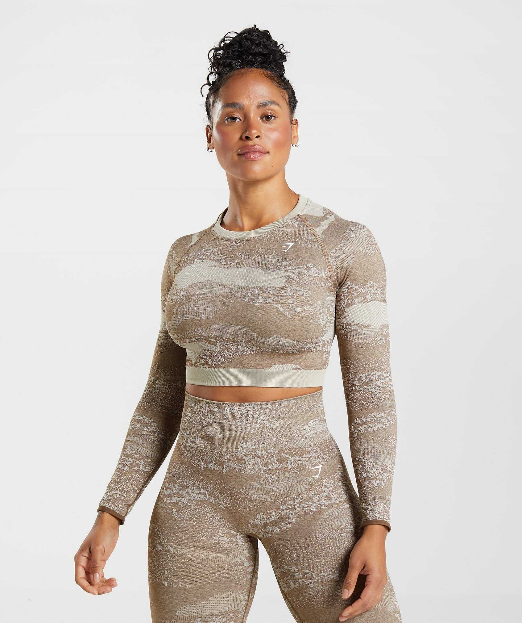 Najfatalniejszy Damskie Gymshark Adapt Camo Seamless Koronkowe Up Back Szare Brązowe | DUSC70925