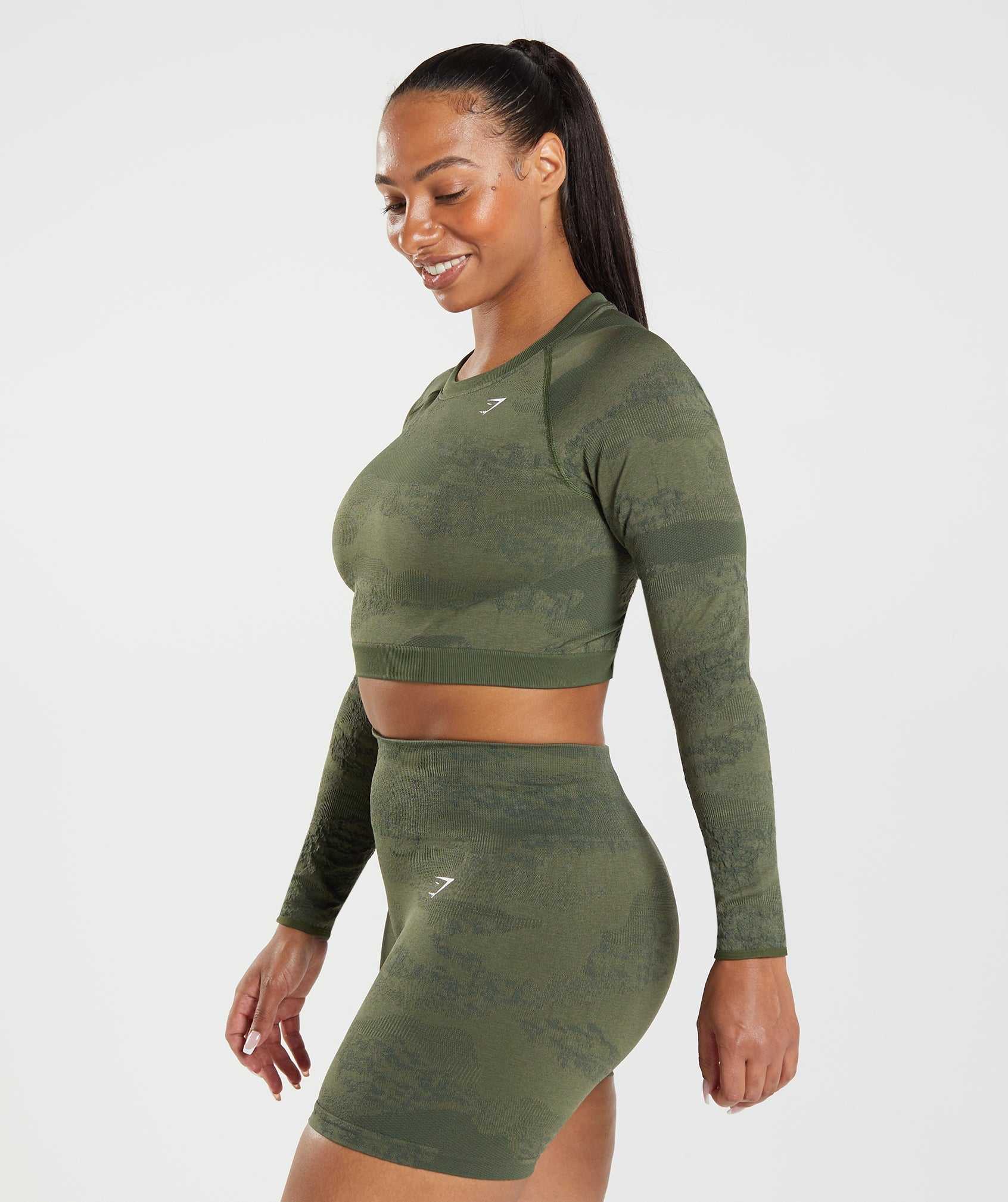 Najfatalniejszy Damskie Gymshark Adapt Camo Seamless Koronkowe Up Back Oliwkowe Oliwkowe | WXVK90134