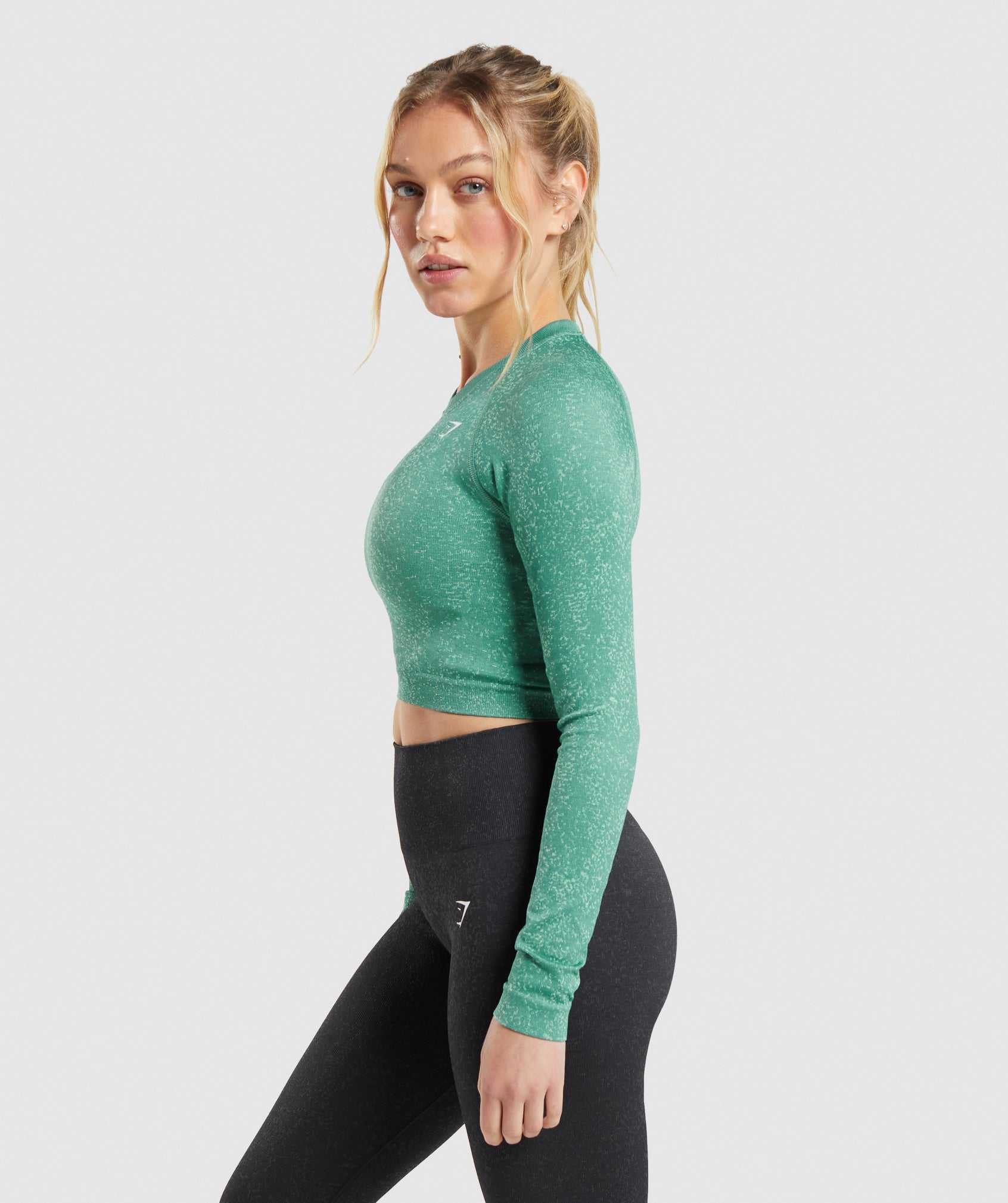 Najfatalniejszy Damskie Gymshark Adapt Fleck Seamless Long Sleeve Crop Zielone | CKUX14863