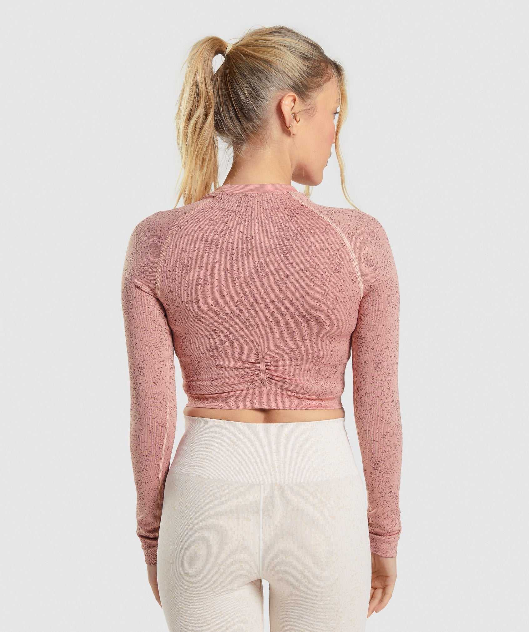 Najfatalniejszy Damskie Gymshark Adapt Fleck Seamless Long Sleeve Crop Różowe | FLWI47916