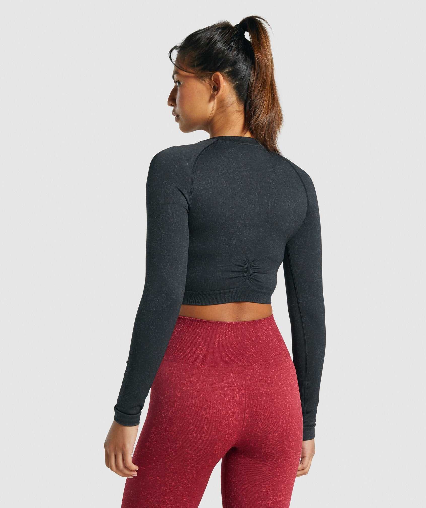 Najfatalniejszy Damskie Gymshark Adapt Fleck Seamless Long Sleeve Crop Czarne | PTMV13946