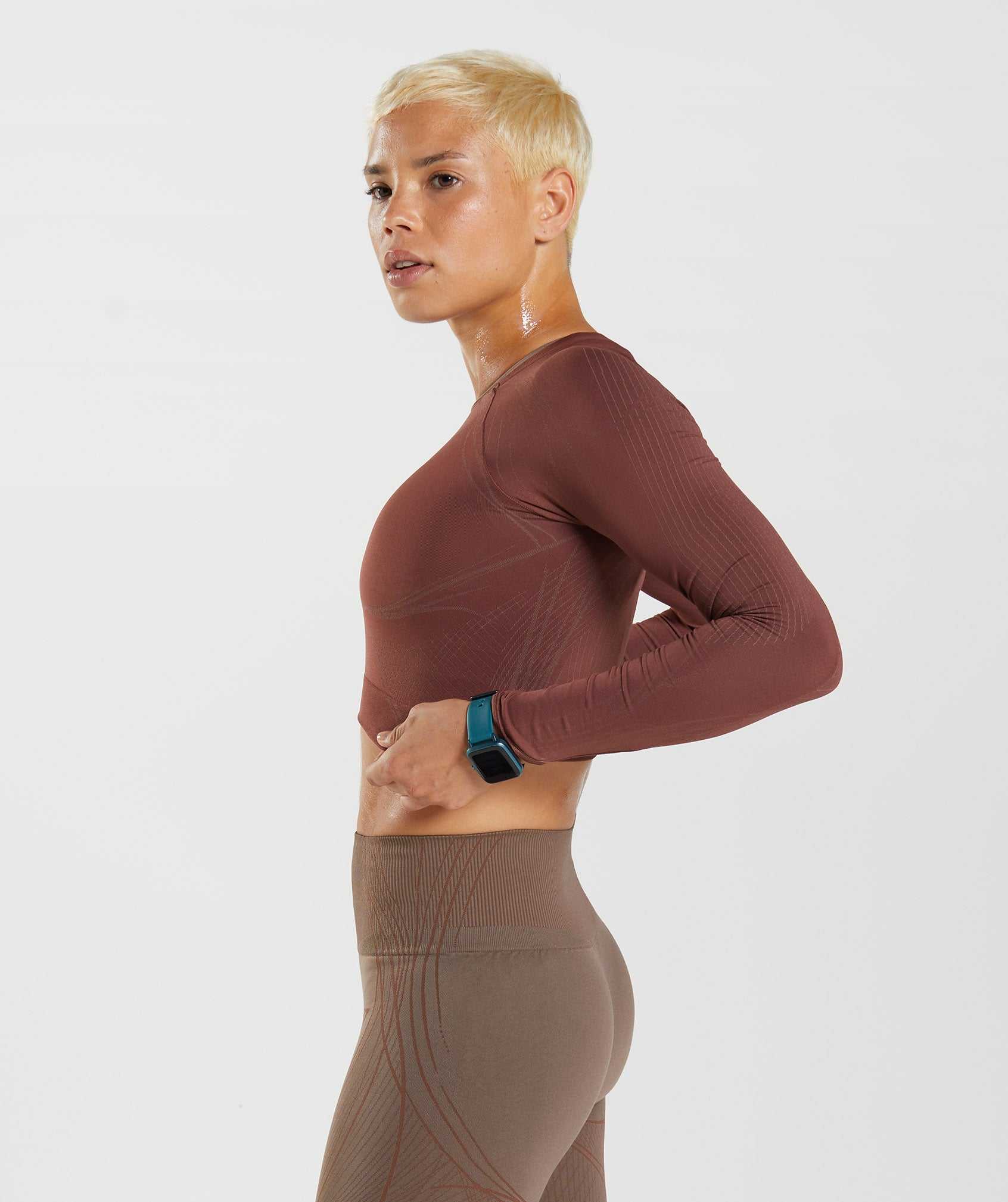 Najfatalniejszy Damskie Gymshark Apex Seamless Crop Różowe Brązowe Brązowe | BAQL50679