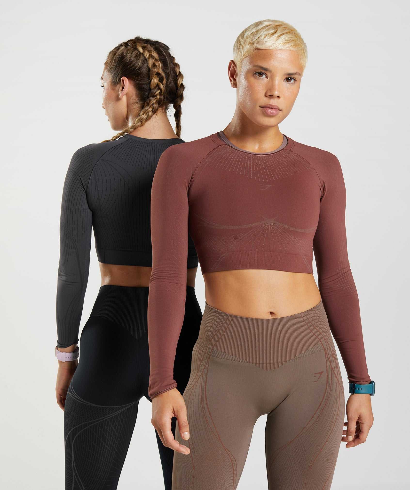 Najfatalniejszy Damskie Gymshark Apex Seamless Crop Różowe Brązowe Brązowe | BAQL50679