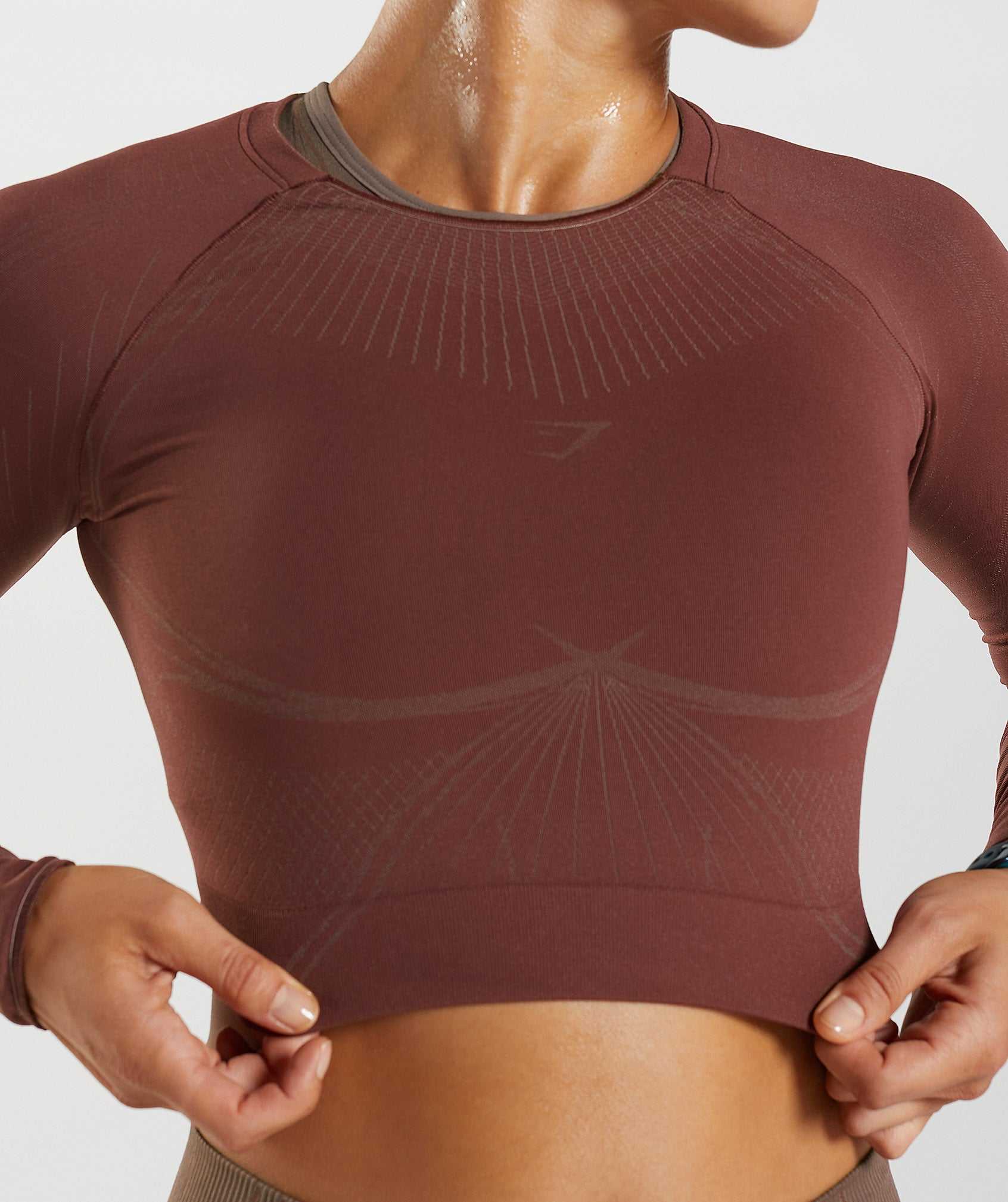 Najfatalniejszy Damskie Gymshark Apex Seamless Crop Różowe Brązowe Brązowe | BAQL50679