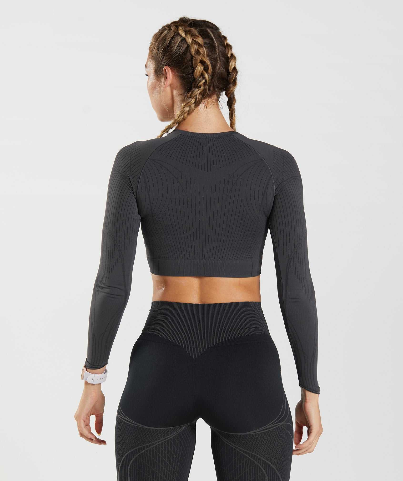 Najfatalniejszy Damskie Gymshark Apex Seamless Crop Czarne Szare Czarne | KYIG98617