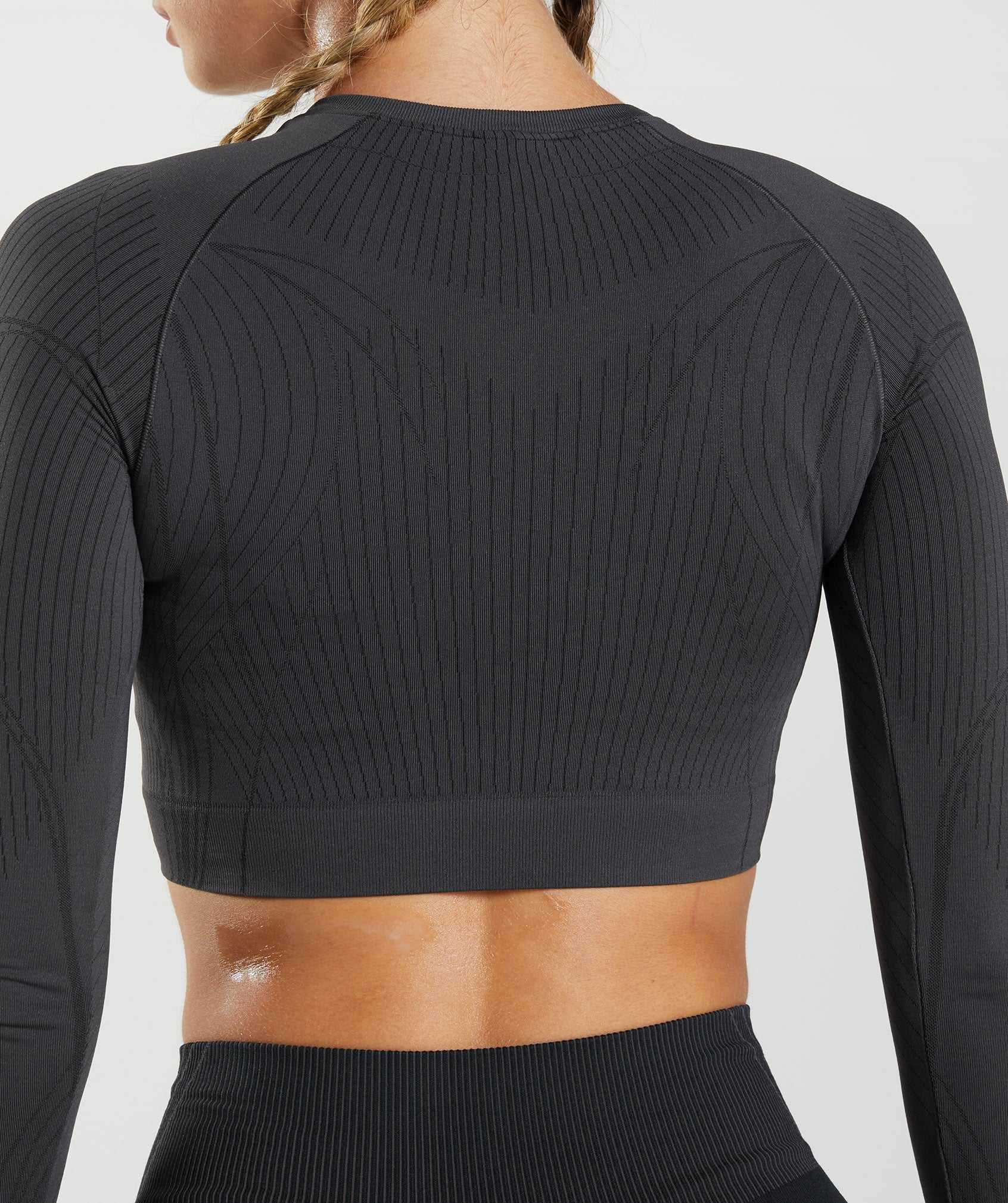 Najfatalniejszy Damskie Gymshark Apex Seamless Crop Czarne Szare Czarne | KYIG98617