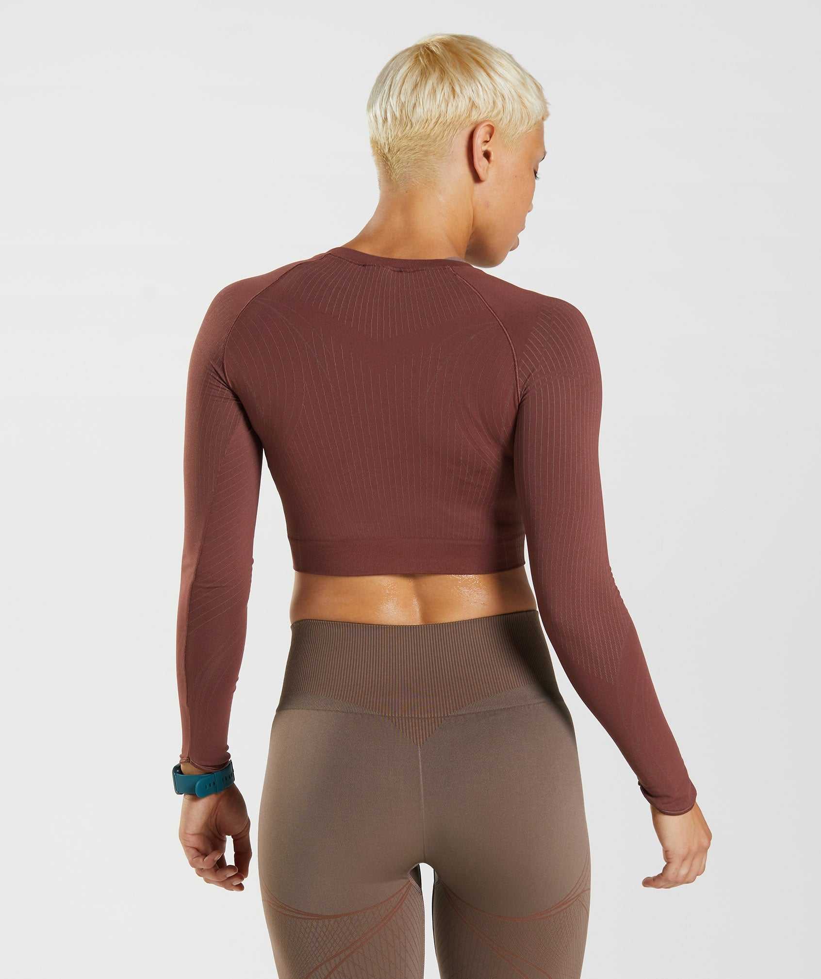 Najfatalniejszy Damskie Gymshark Apex Seamless Crop Różowe Brązowe Brązowe | UCZB67340