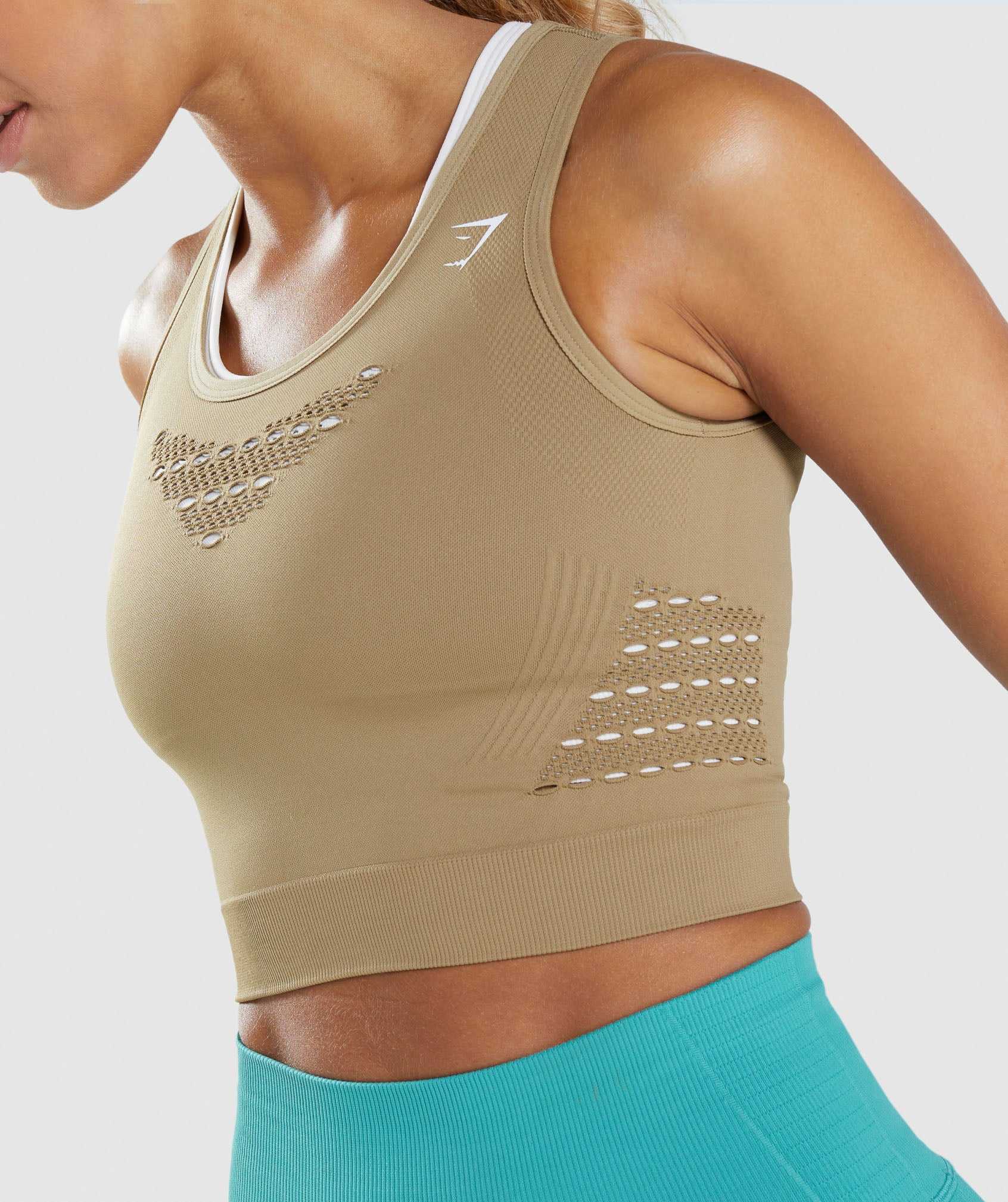 Najfatalniejszy Damskie Gymshark Energy Seamless Crop Brązowe | DQGH12569