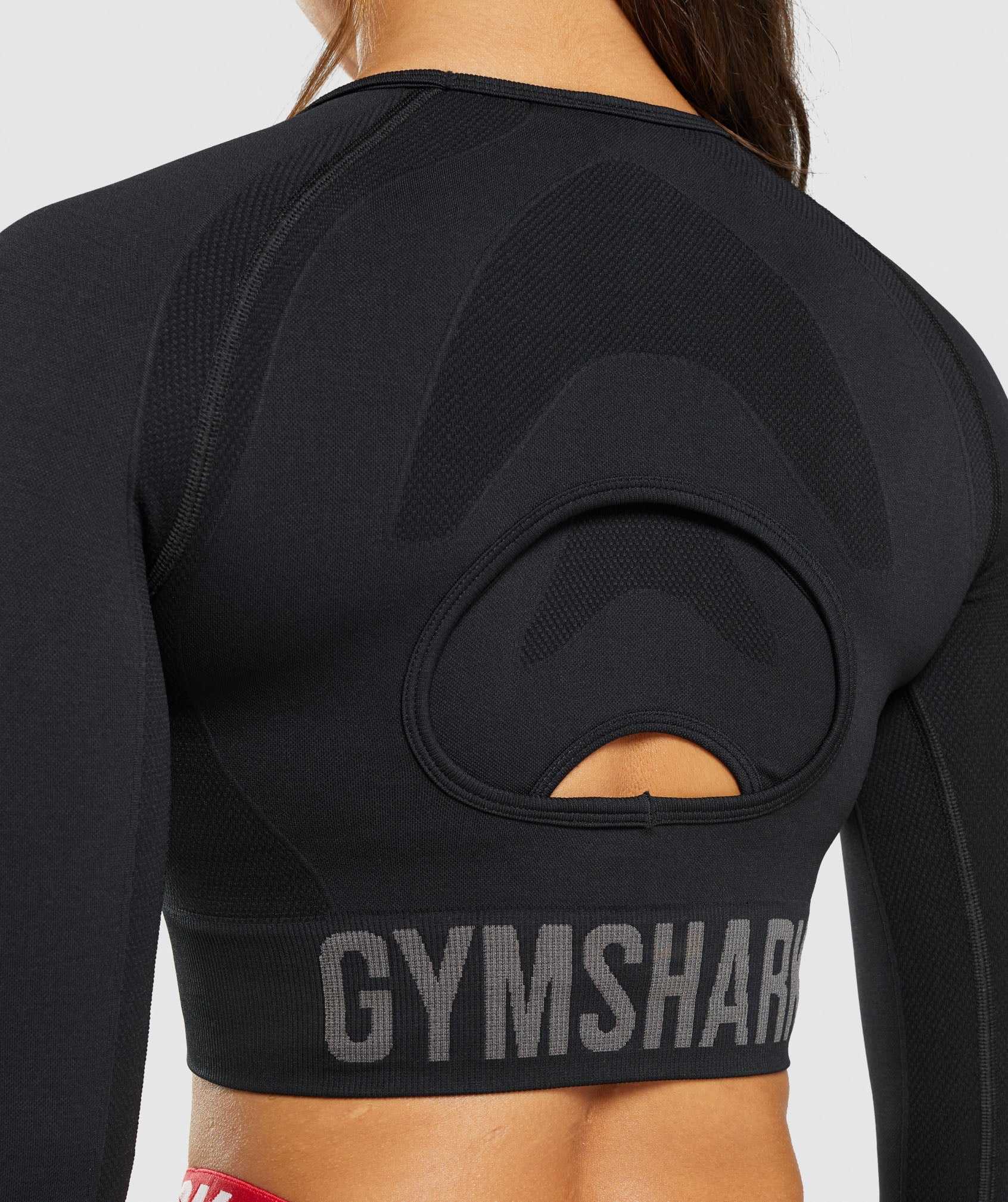 Najfatalniejszy Damskie Gymshark Flex Sports Long Sleeve Crop Czarne | BNVX80149