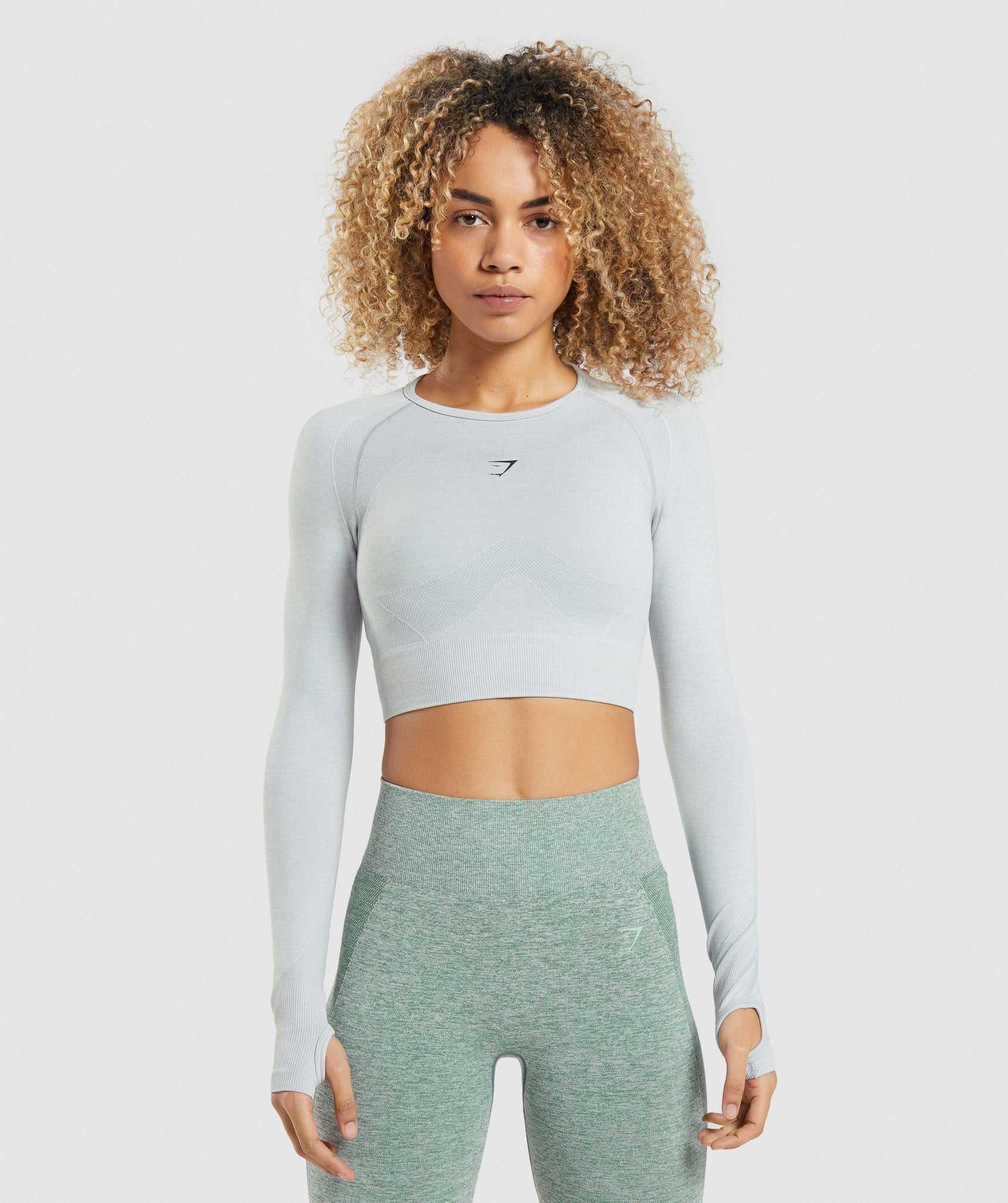 Najfatalniejszy Damskie Gymshark Flex Sports Long Sleeve Crop Głęboka Szare | HFOB78513