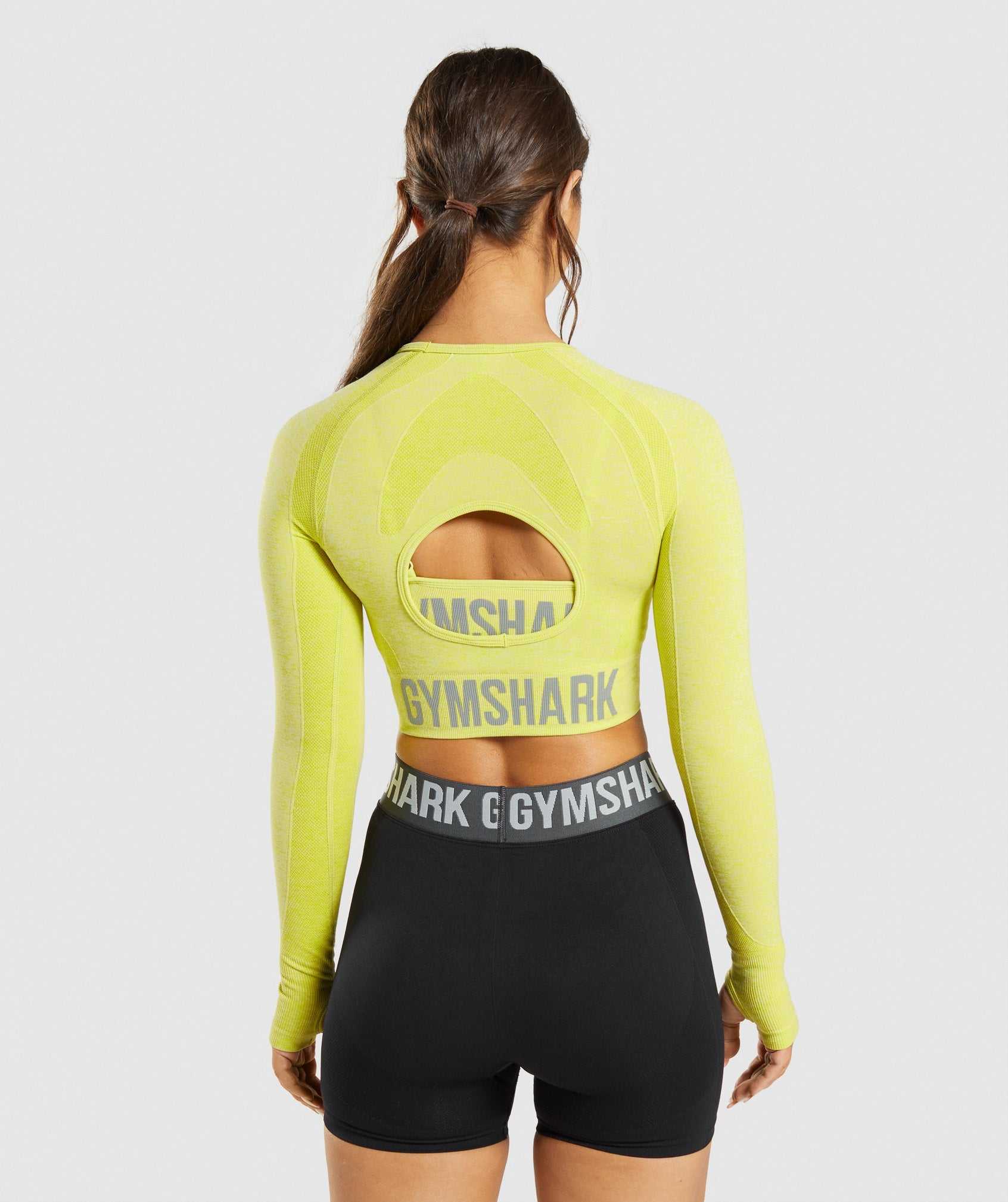 Najfatalniejszy Damskie Gymshark Flex Sports Long Sleeve Crop Żółte | VXDZ02916