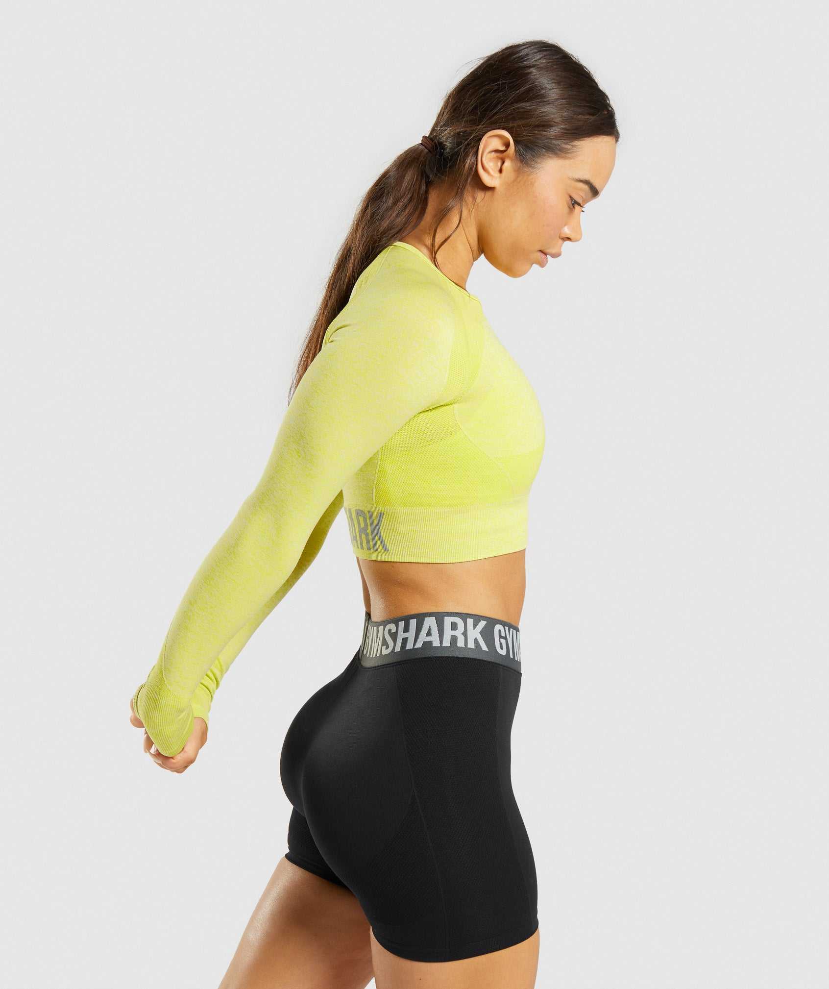 Najfatalniejszy Damskie Gymshark Flex Sports Long Sleeve Crop Żółte | VXDZ02916