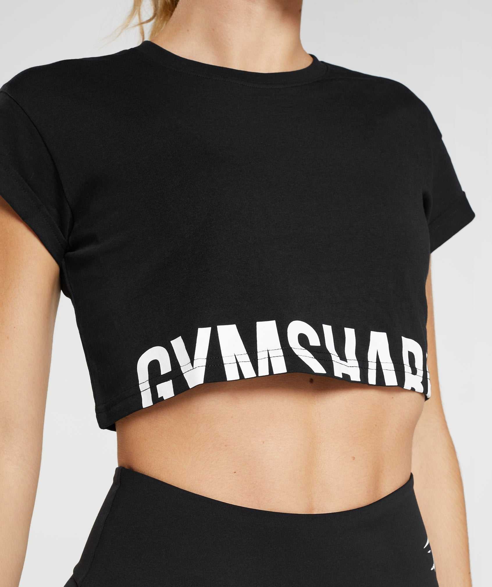 Najfatalniejszy Damskie Gymshark Fraction Crop Czarne | FTMY24730