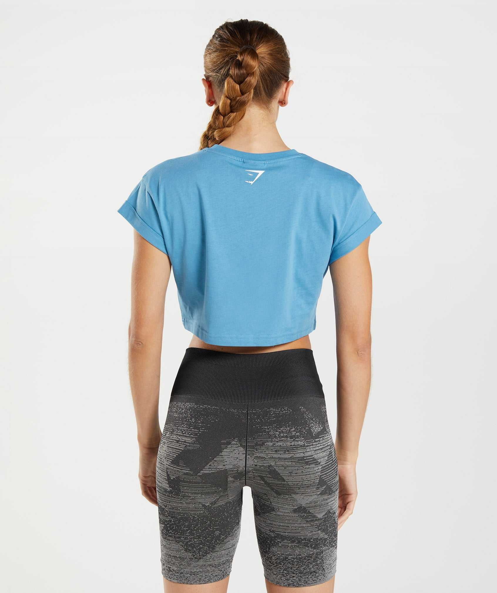 Najfatalniejszy Damskie Gymshark Fraction Crop Niebieskie | IOMU27016