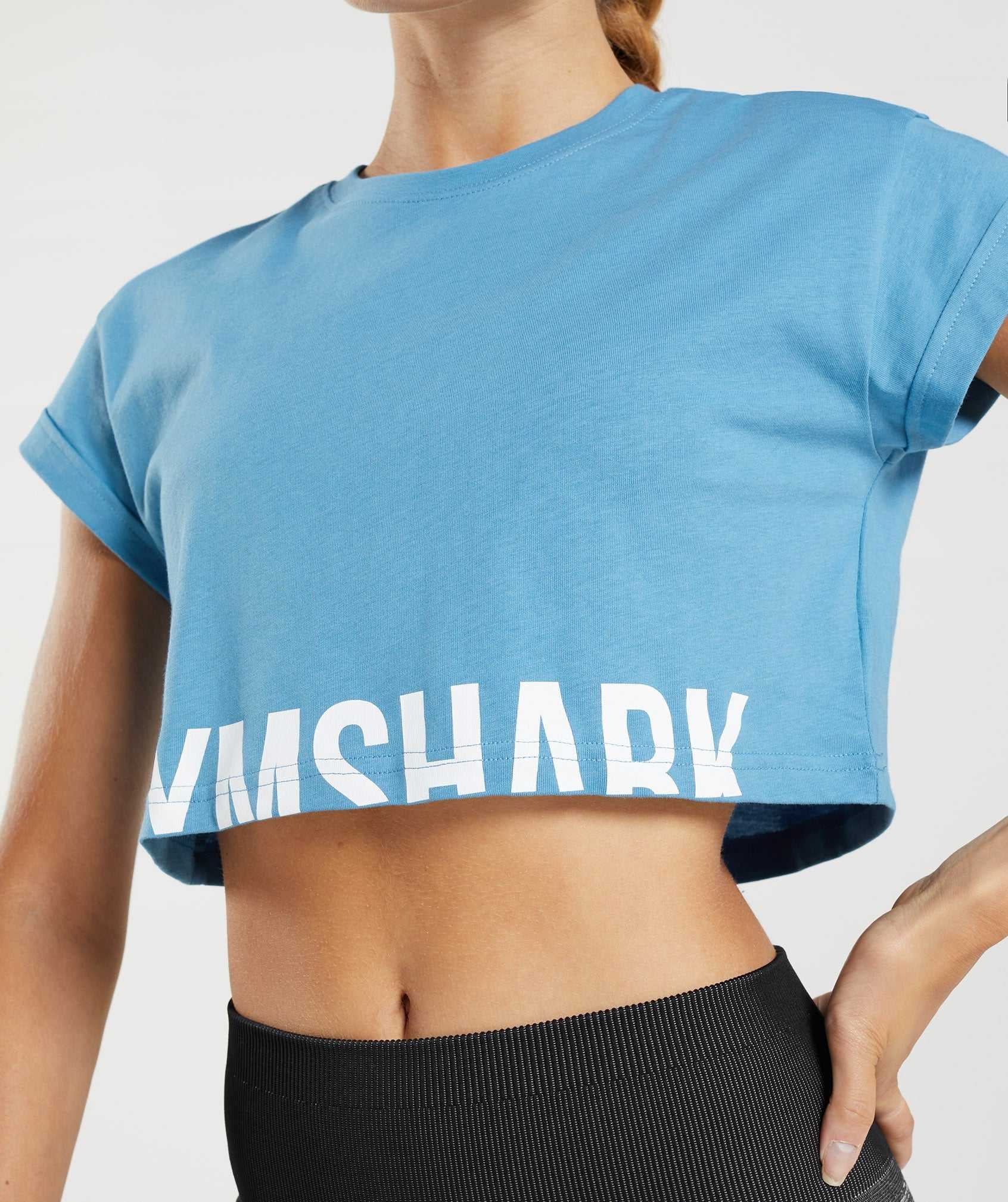 Najfatalniejszy Damskie Gymshark Fraction Crop Niebieskie | IOMU27016