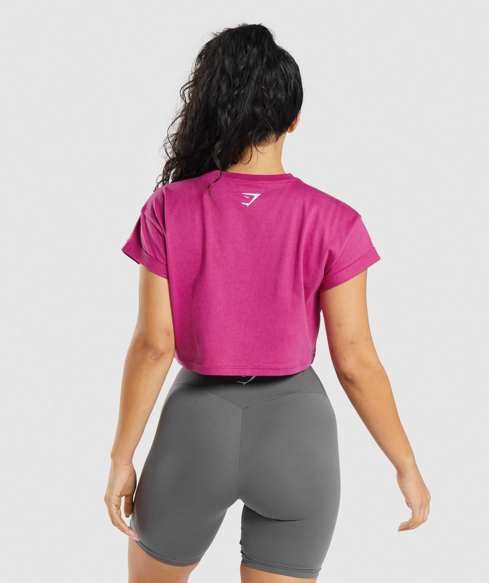 Najfatalniejszy Damskie Gymshark Fraction Crop Różowe | LQWH79643