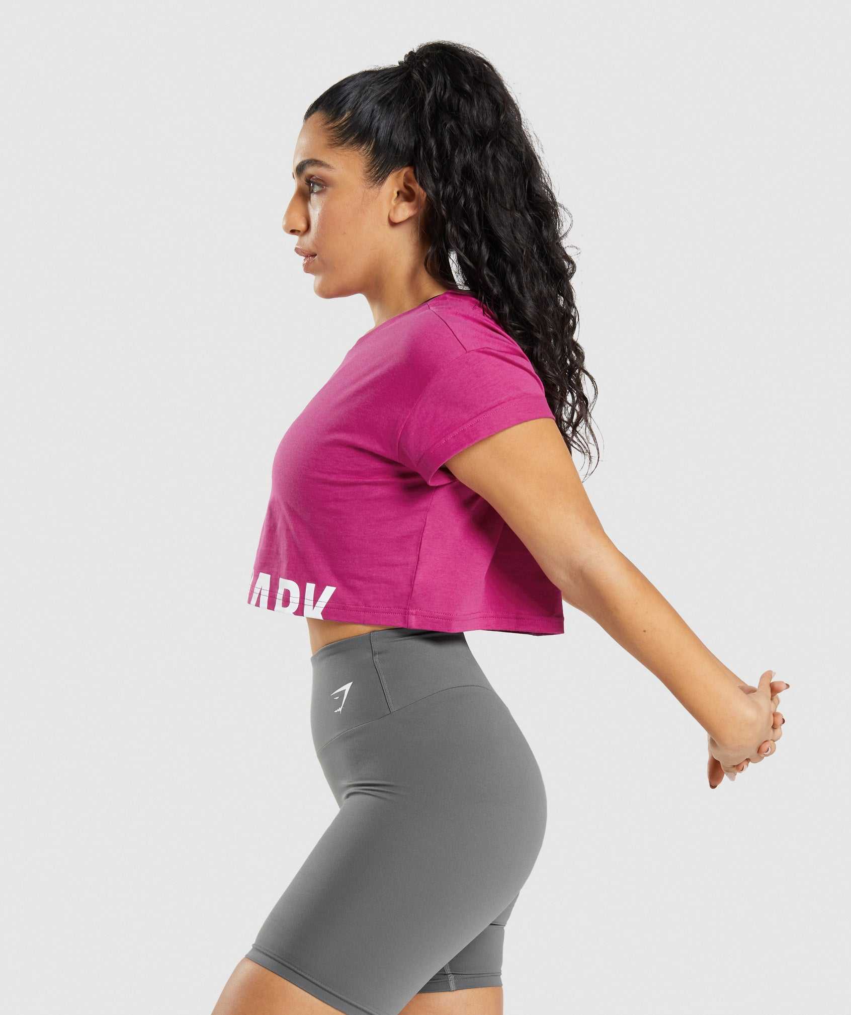 Najfatalniejszy Damskie Gymshark Fraction Crop Różowe | LQWH79643